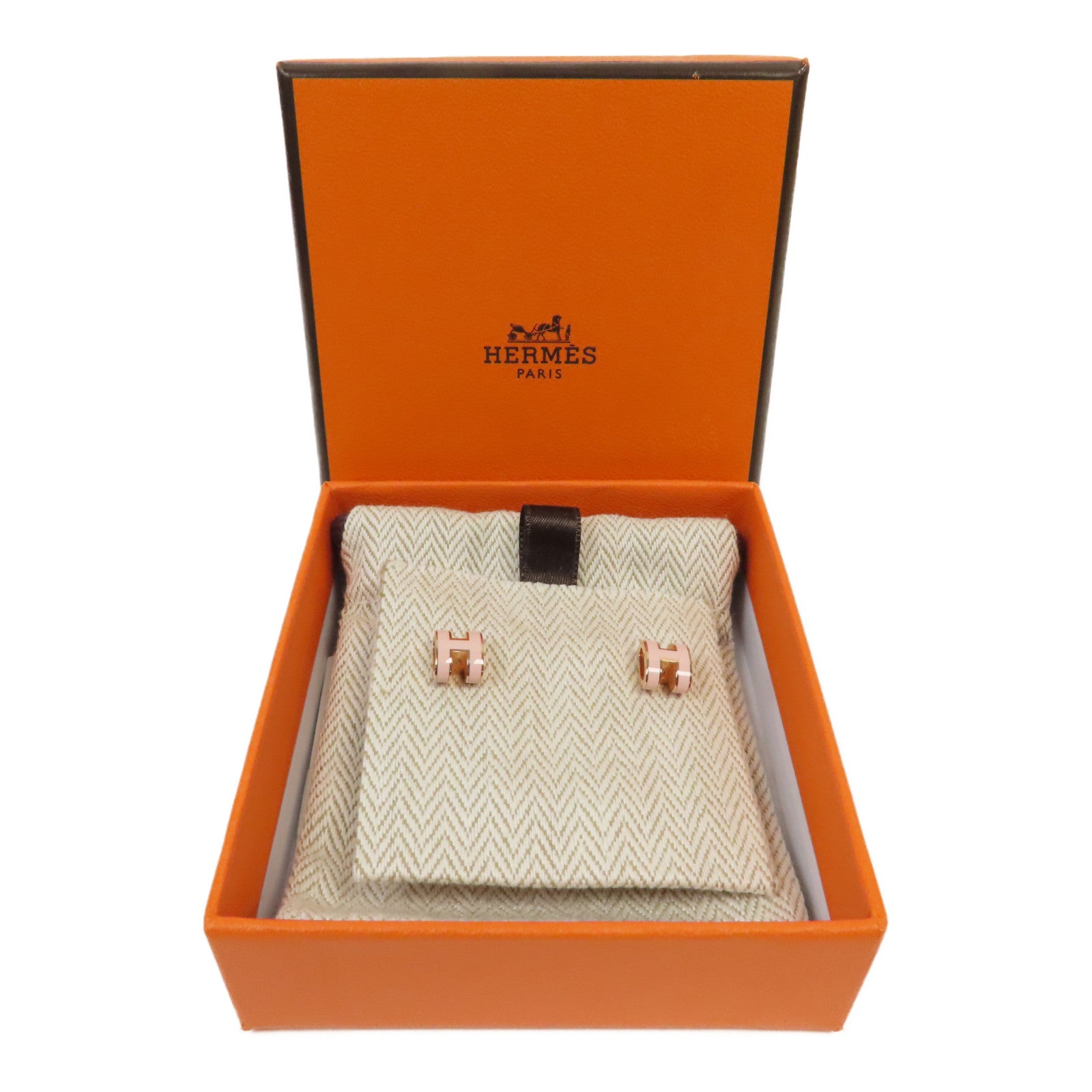 HERMES 金屬Mini Pop H耳環金色/粉紅色