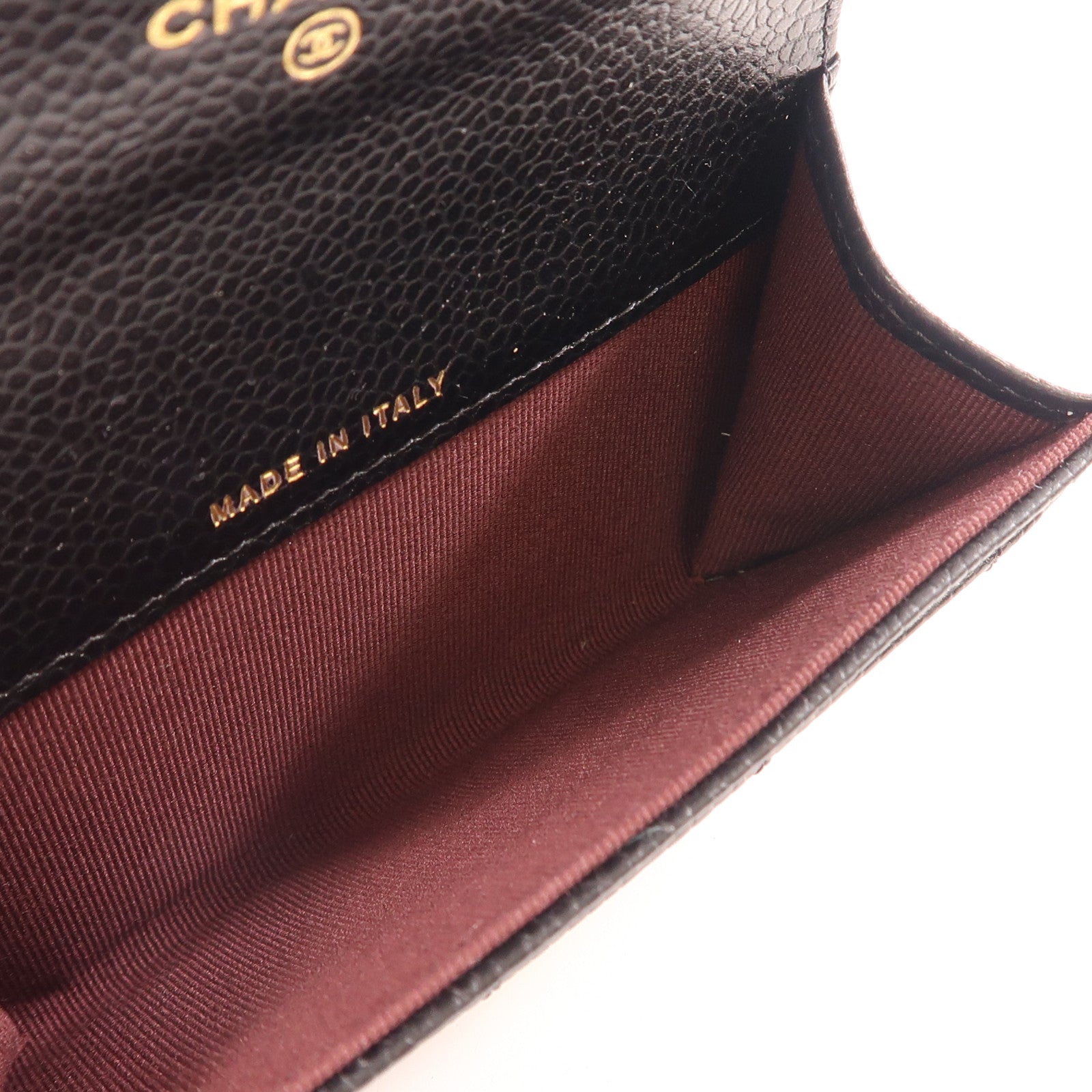CHANEL 牛皮皮革Card Case金扣卡片套黑色