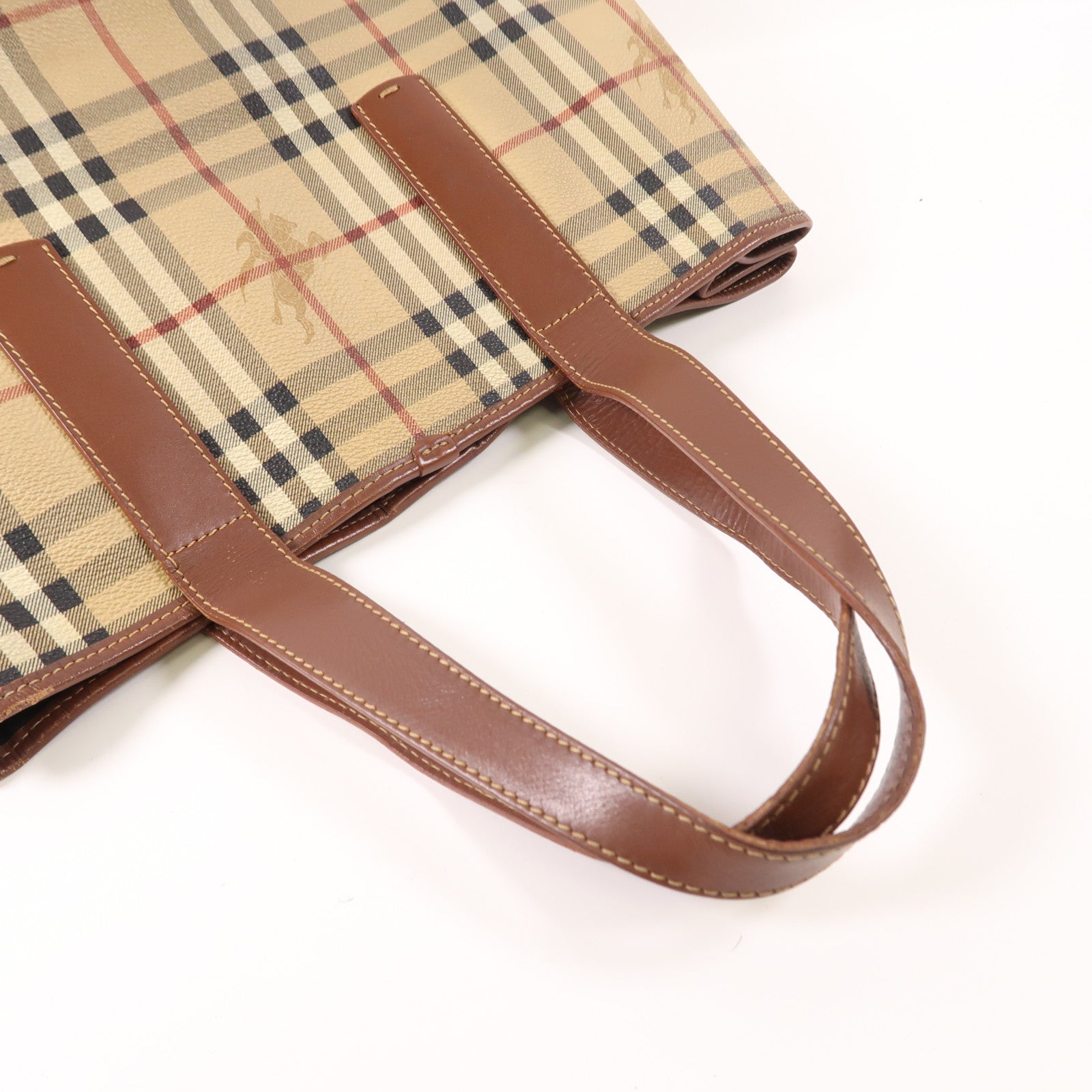 BURBERRY 塗層帆布/牛皮皮革Tote Bag銀扣手挽袋