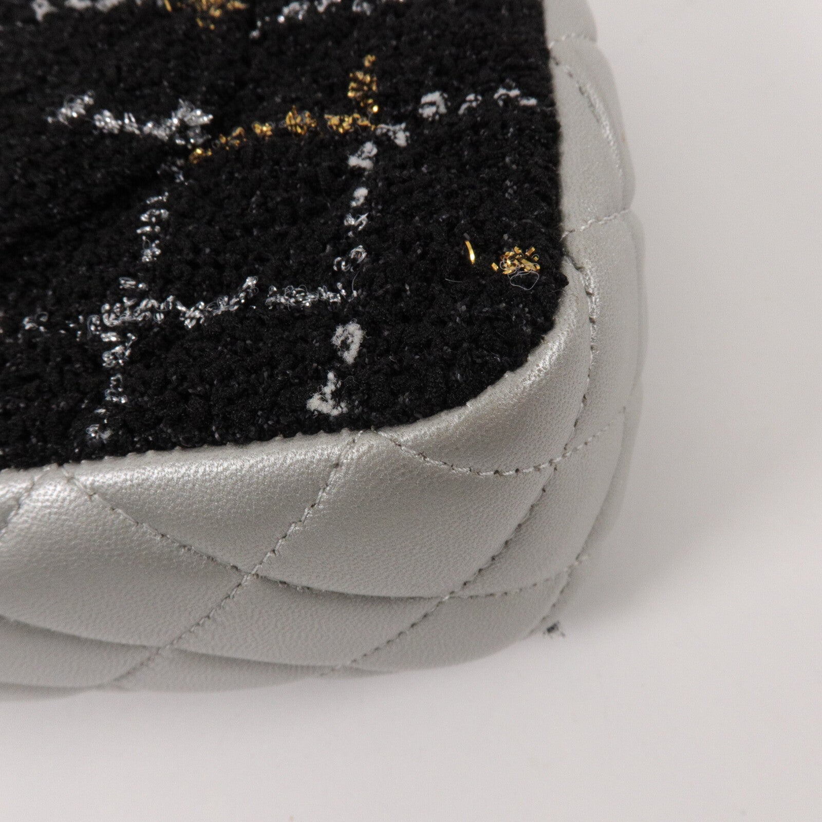 CHANEL Tweed/牛皮皮革Classic Flap Tweed鏈帶肩背袋