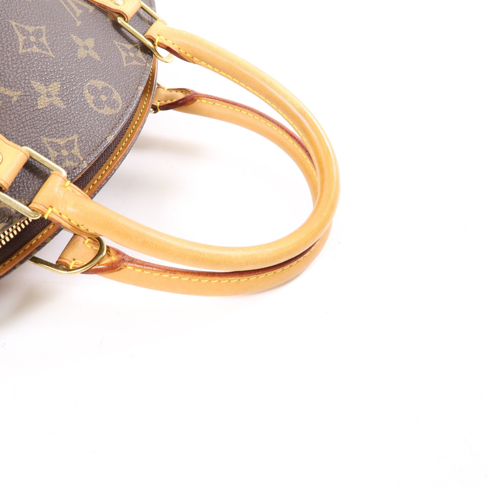 LOUIS VUITTON Monogram Ellipse MM金扣手挽袋棕色