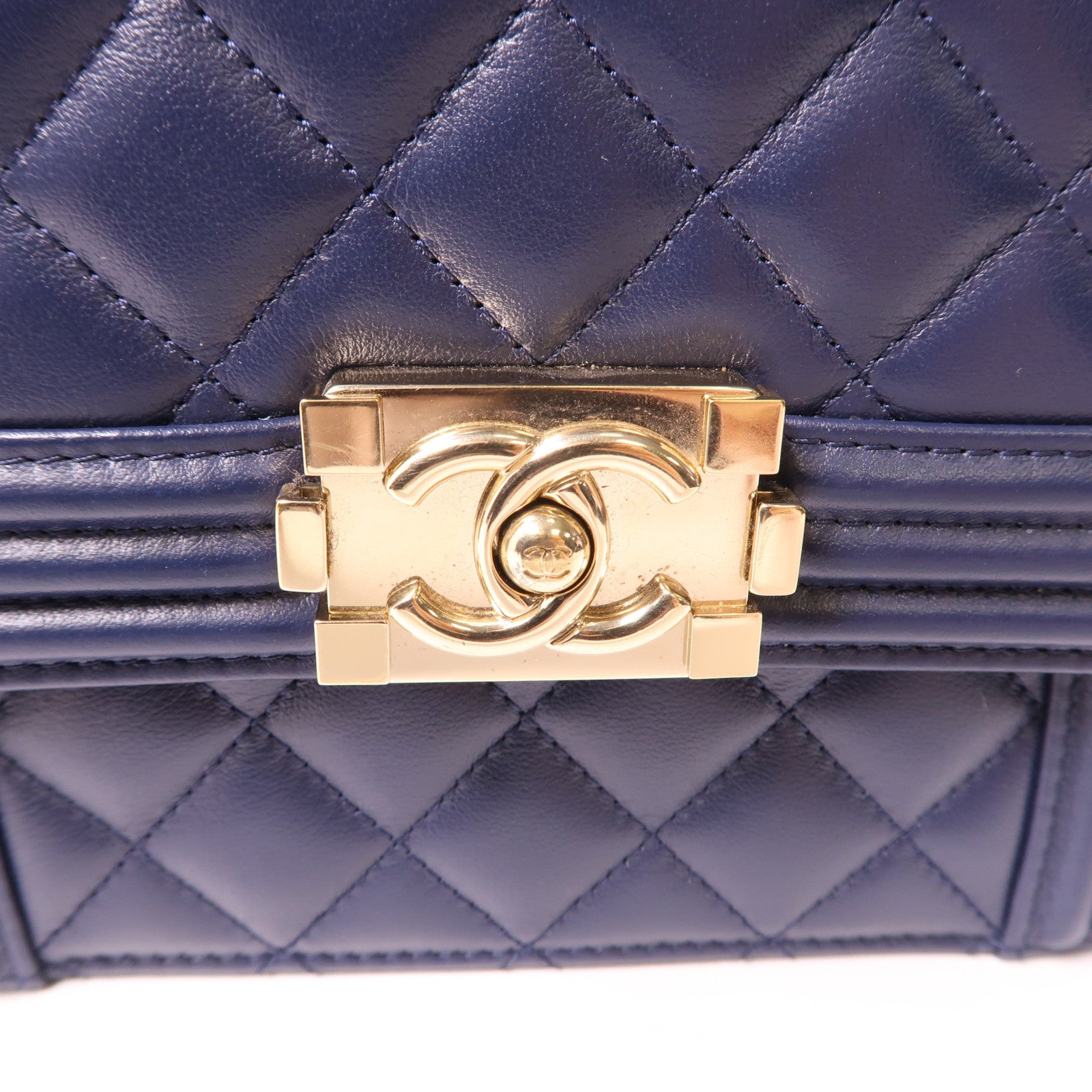 CHANEL 【激減優惠】羊皮皮革Le Boy金扣肩背袋藍色