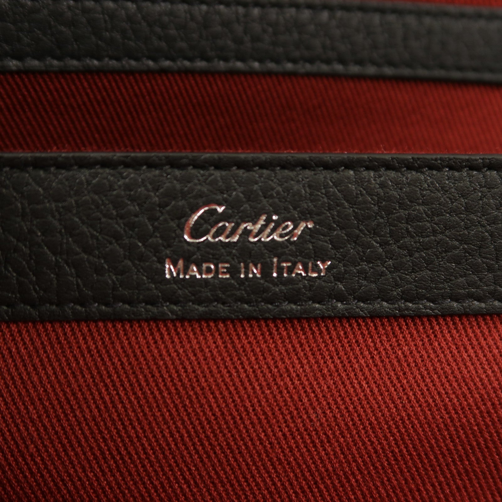 CARTIER 牛皮皮革Clutch Bag銀扣手拿包