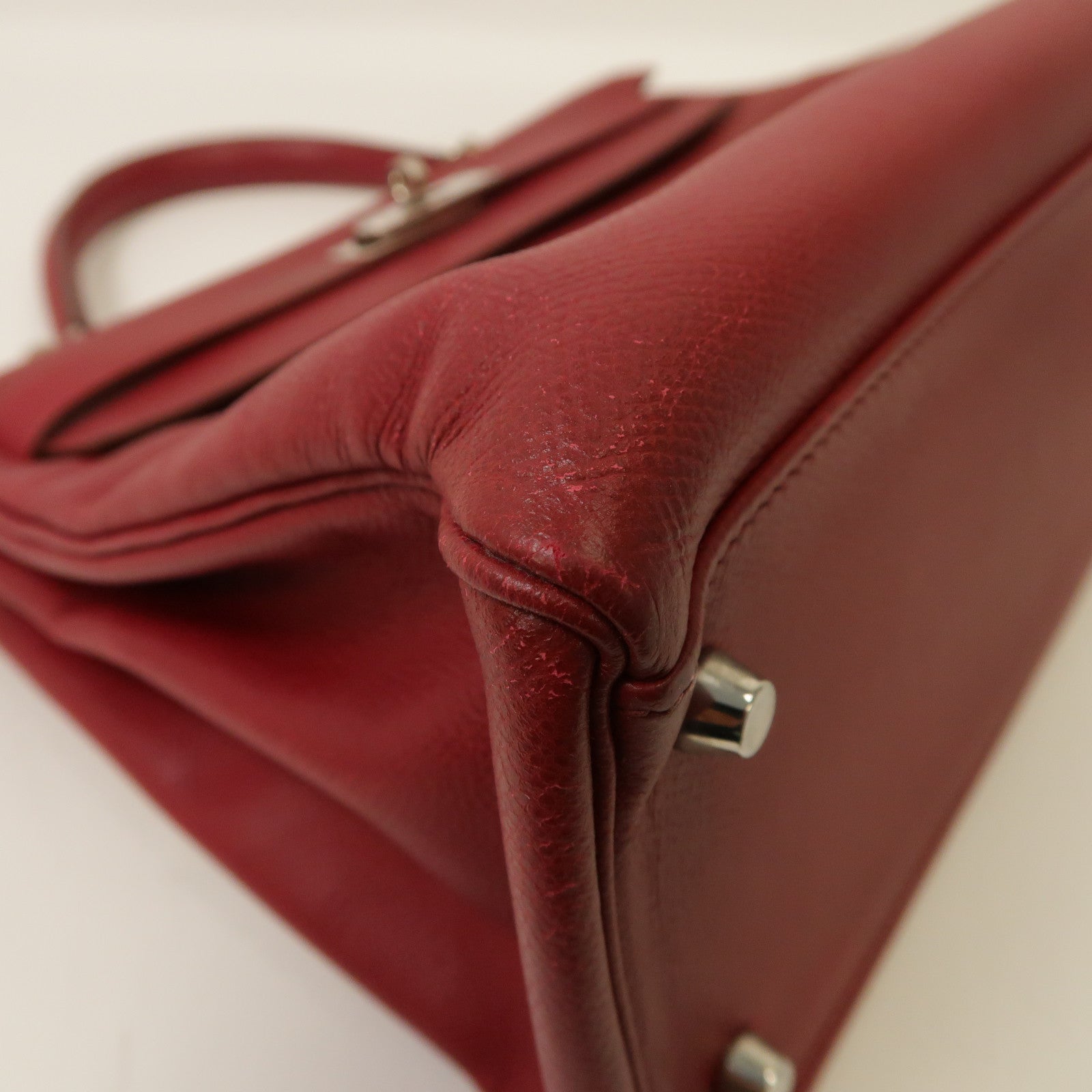 HERMES 【激減優惠】Epsom皮革Kelly 32銀扣手挽肩背兩用袋Ruby/紅色