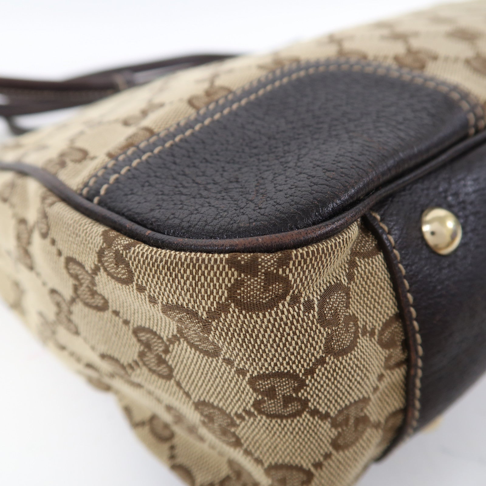 GUCCI 帆布Tote Bag金扣肩背袋啡色