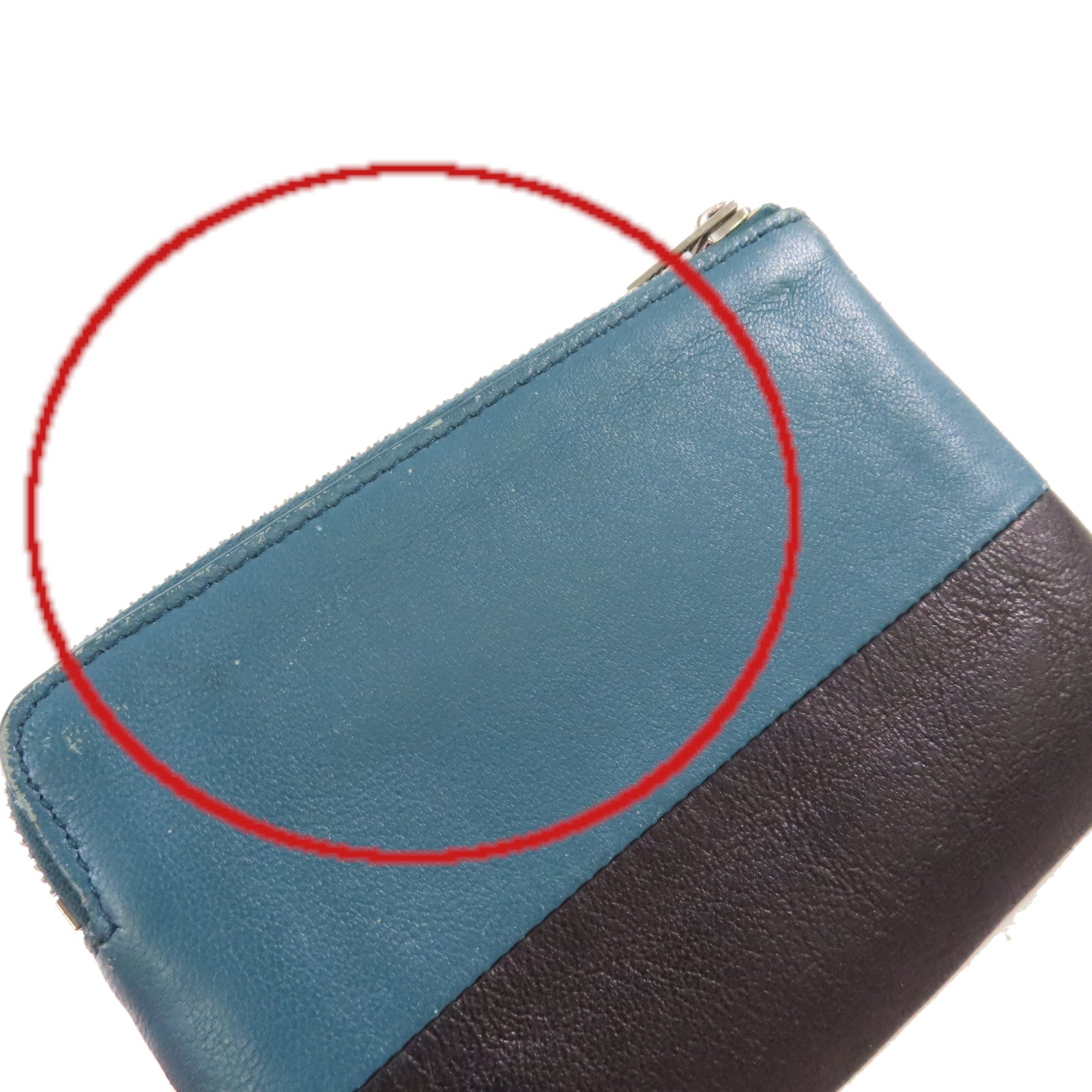 CELINE 羊皮皮革Coins Case零錢包黑色/藍綠色