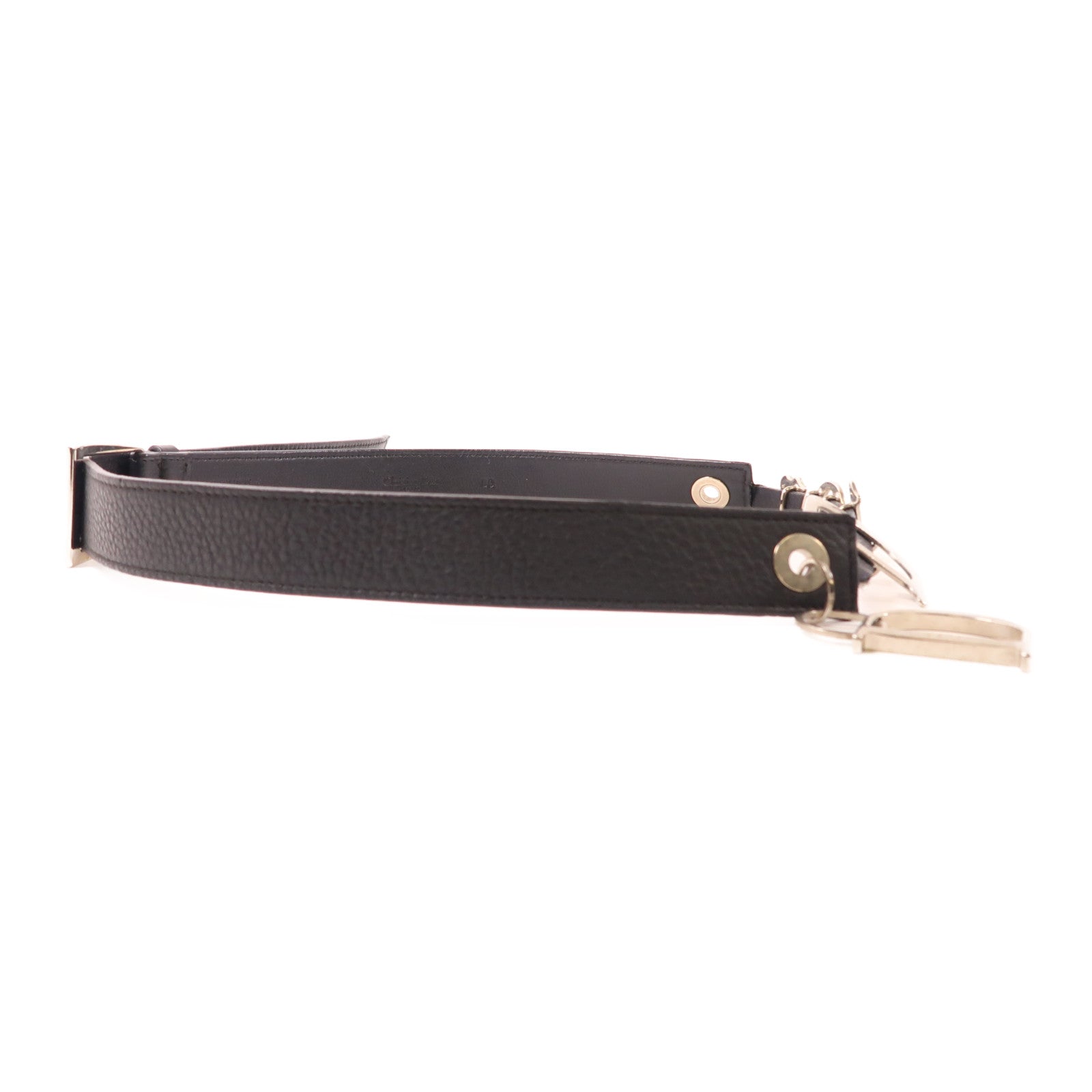 Dior 牛皮皮革Belt銀扣皮帶黑色