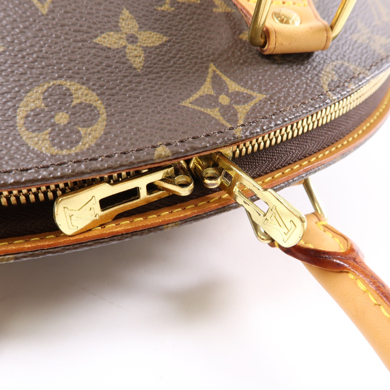 LOUIS VUITTON Monogram Ellipse MM金扣手挽袋棕色
