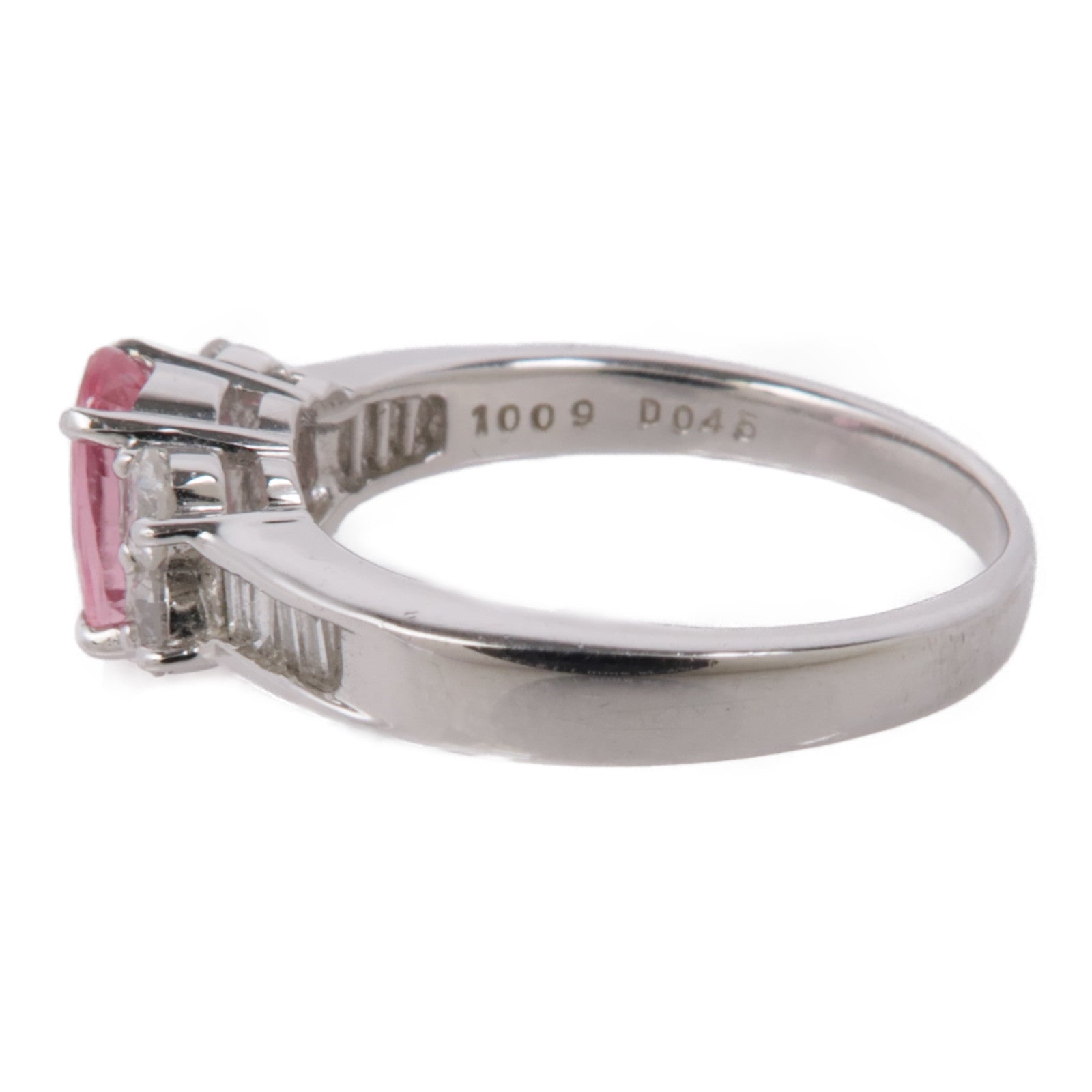 JEWELRY 【激減優惠】PT900鉑金Pink Sapphire/Diamond Ring粉紅色藍寶石/鑽石戒指US#5.75
