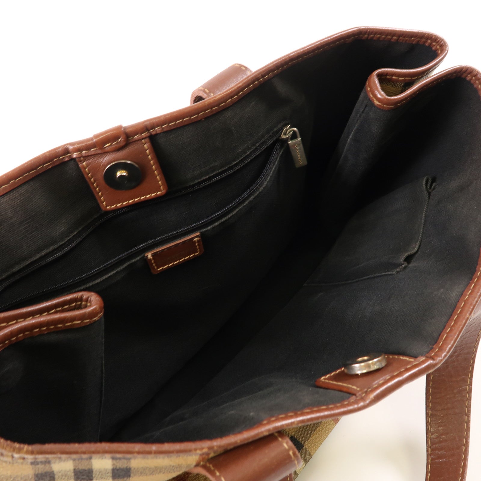 BURBERRY 塗層帆布/牛皮皮革Tote Bag銀扣手挽袋