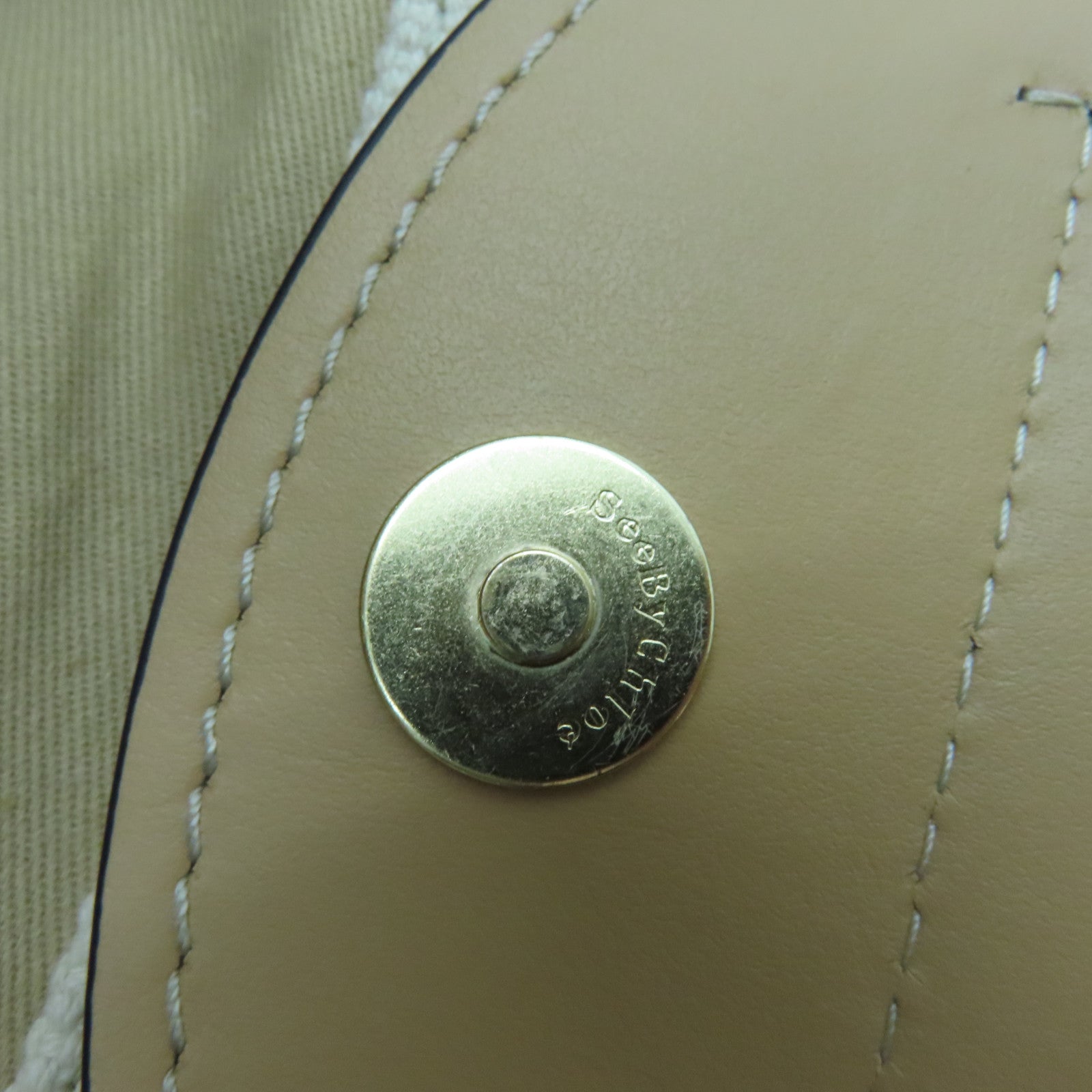 Chloe 帆布Tote Bag金扣手挽袋啡色/米色