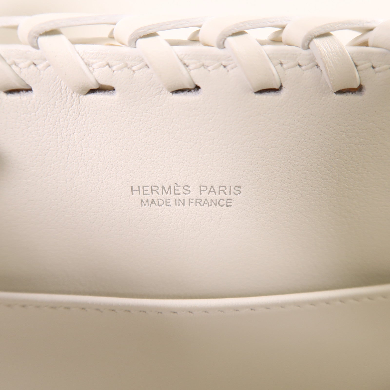 HERMES Wicker/Swift皮革Kelly Picnic Mini銀扣手挽肩背兩用袋White/Beige