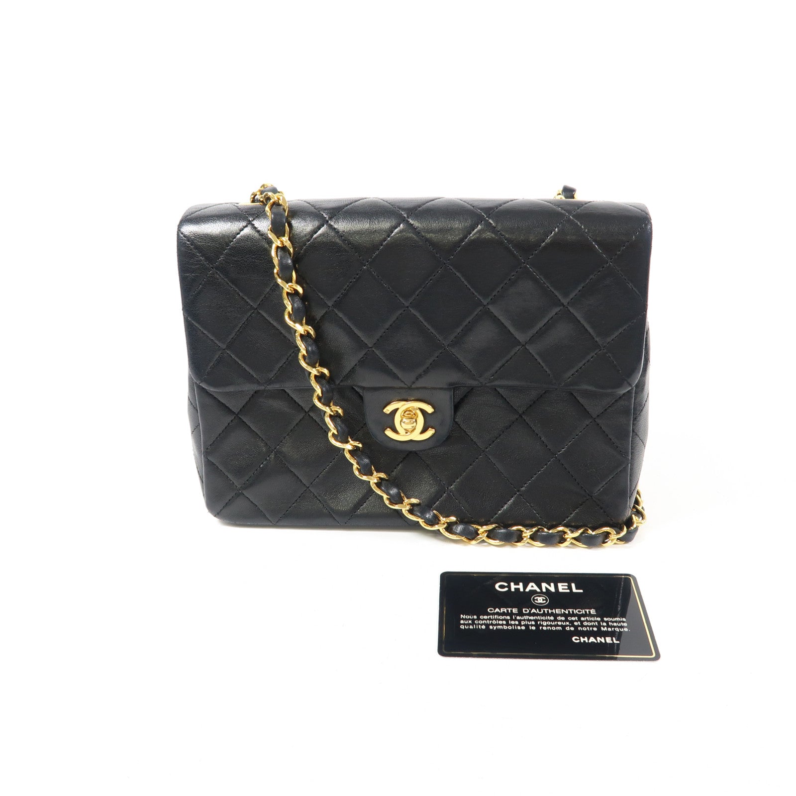 CHANEL 羊皮皮革Chain Shoulder金扣鏈帶肩背袋
