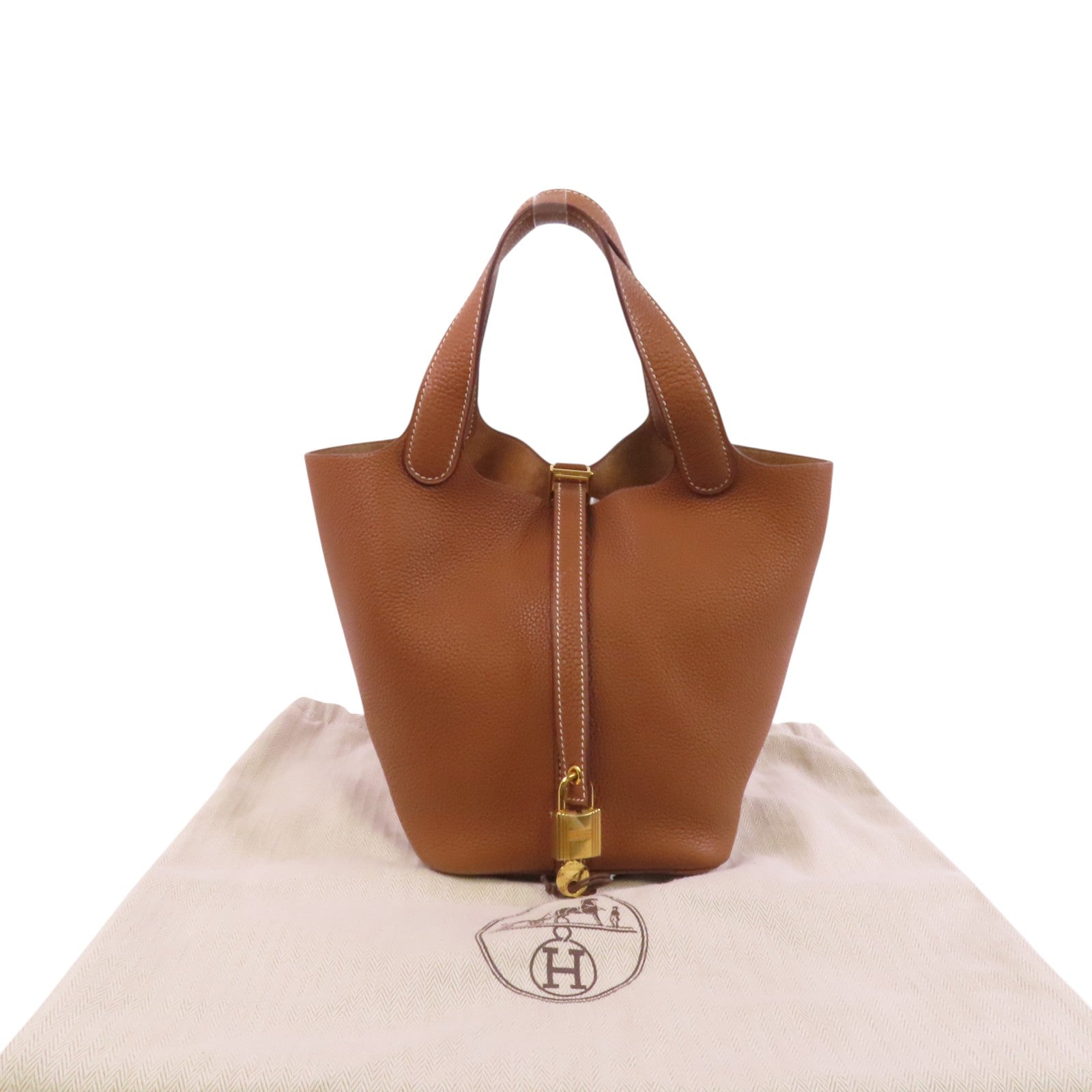 HERMES Clemence皮革Picotin PM金扣手挽袋