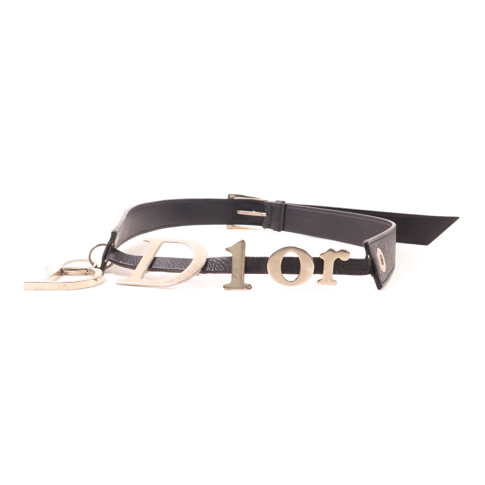 Dior 牛皮皮革Belt銀扣皮帶黑色