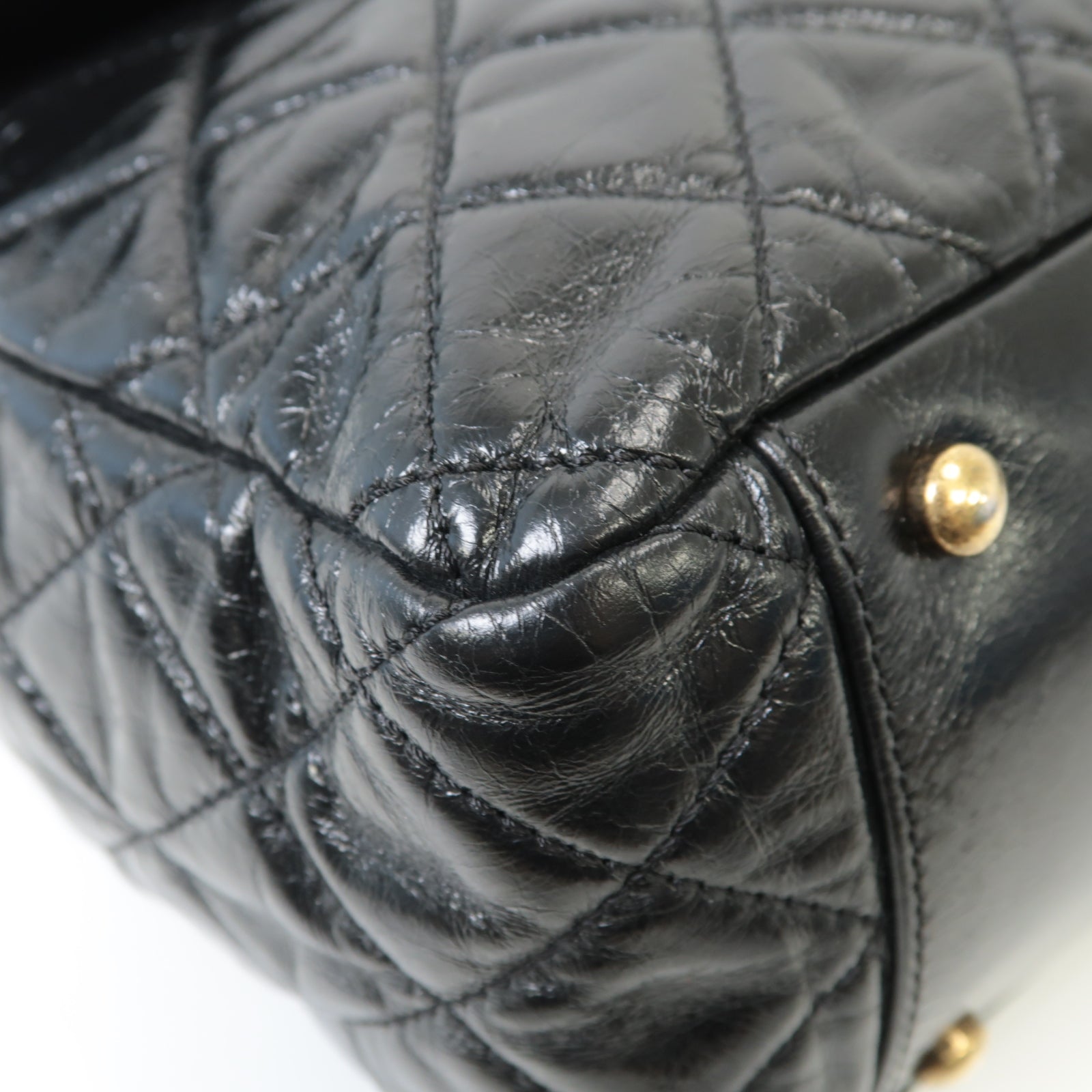CHANEL 【激減優惠】菱格牛皮皮革2 Way Shoulder金扣手挽肩背兩用袋黑色