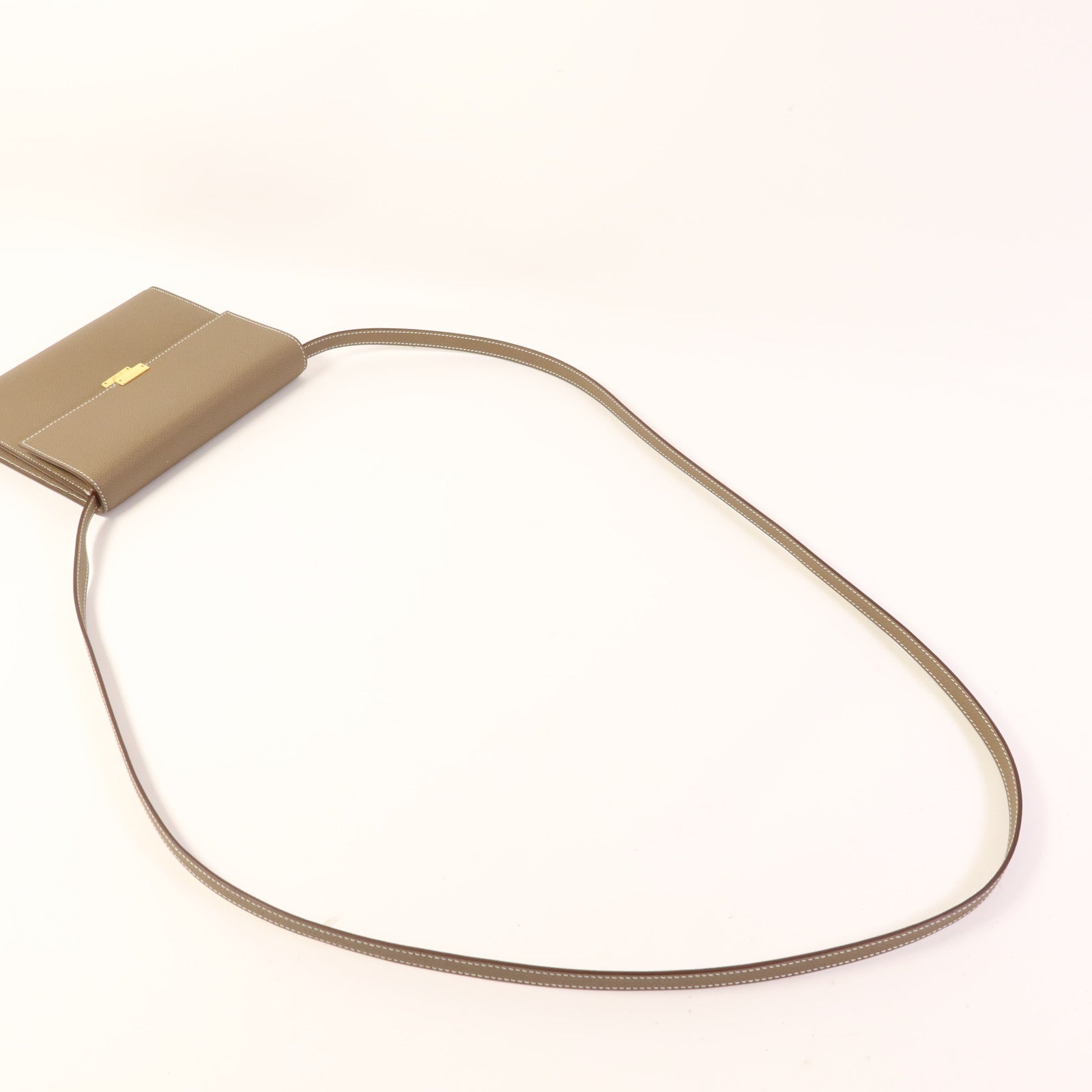 HERMES Epsom皮革Clic 16金扣肩背袋Etoupe