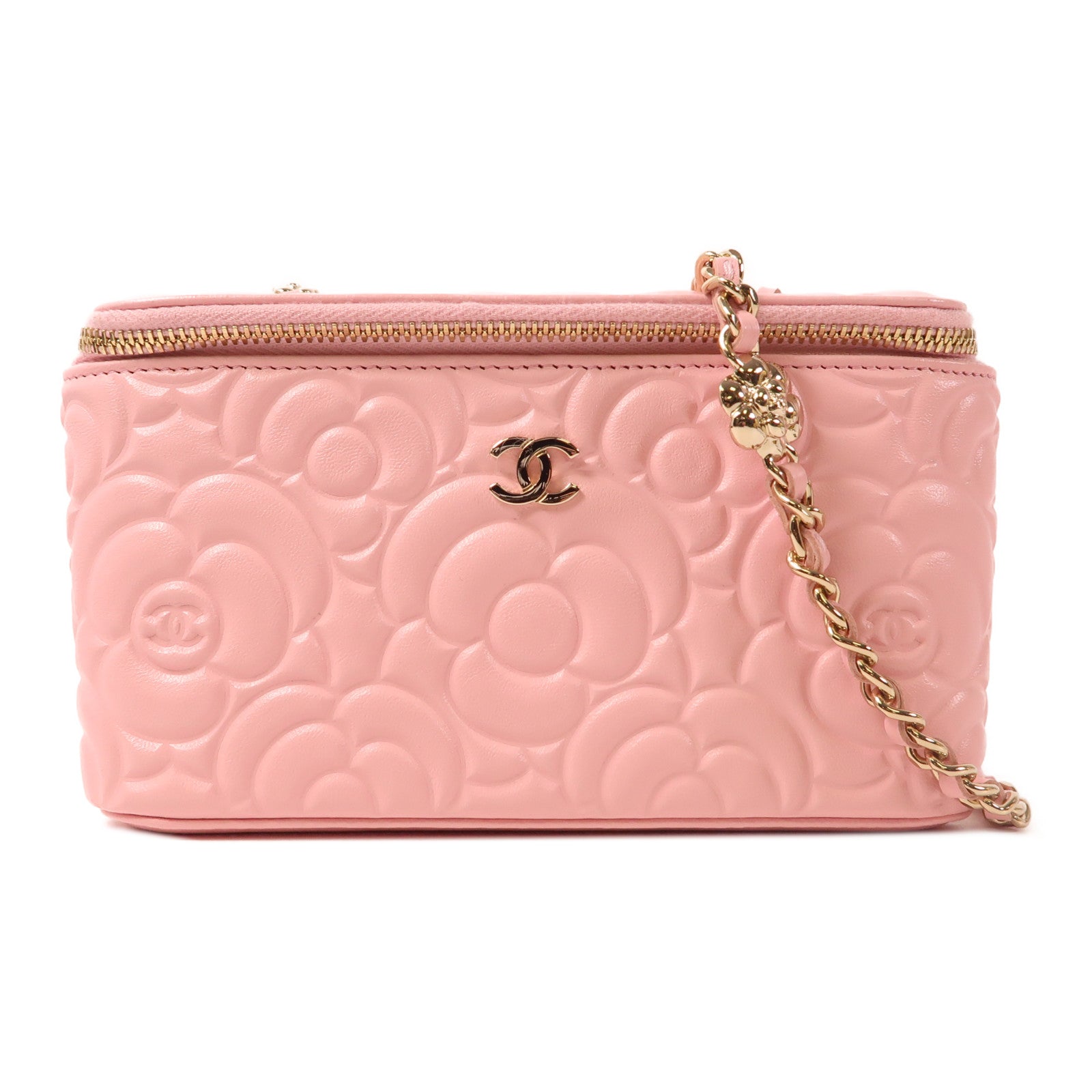 CHANEL 牛皮皮革Chain Shoulder金扣鏈帶肩背袋