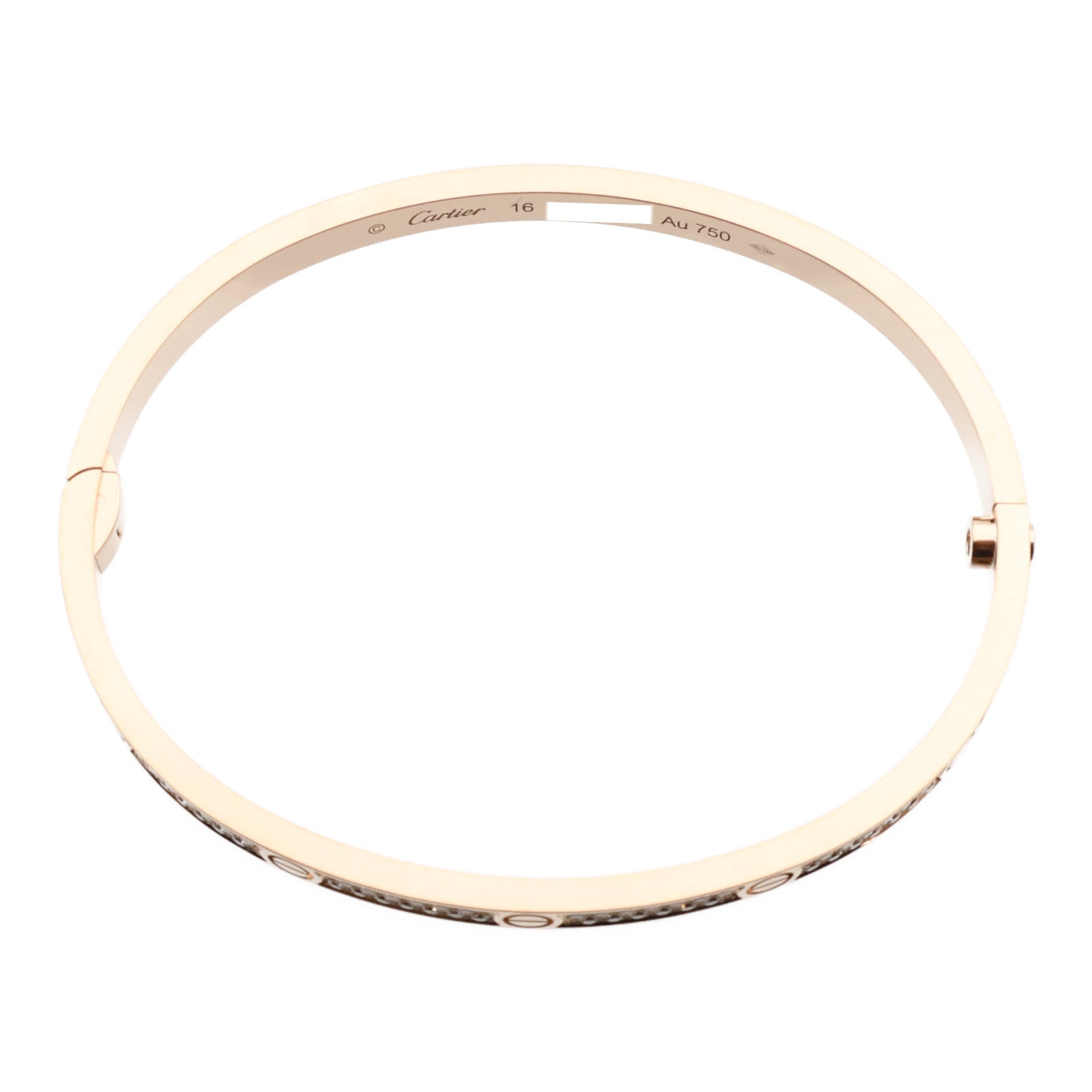 CARTIER 18K玫瑰金Love Bangle SM Paved鑽石手鐲Cartier#16