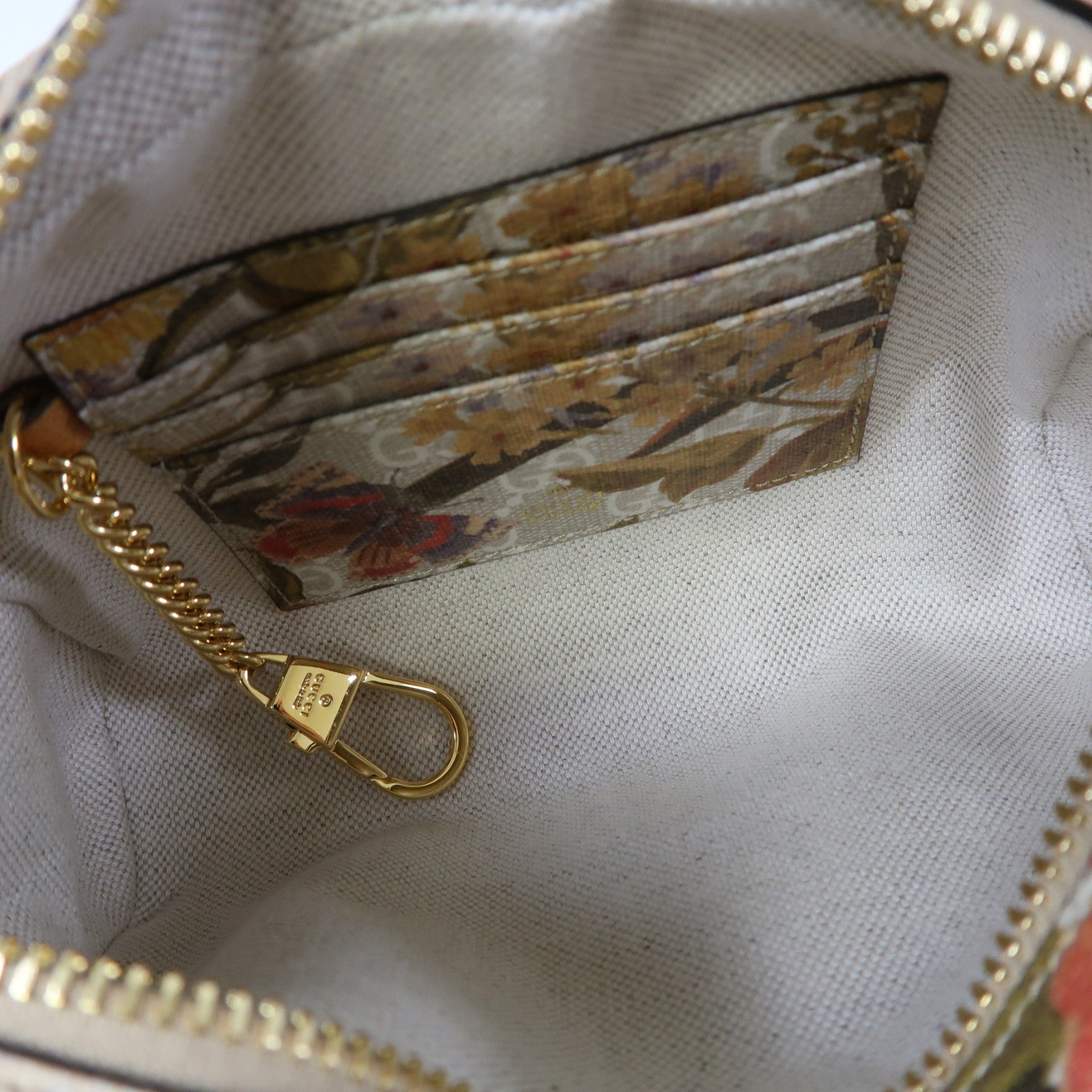 GUCCI 塗層帆布Ophidia金扣肩背袋卡其色