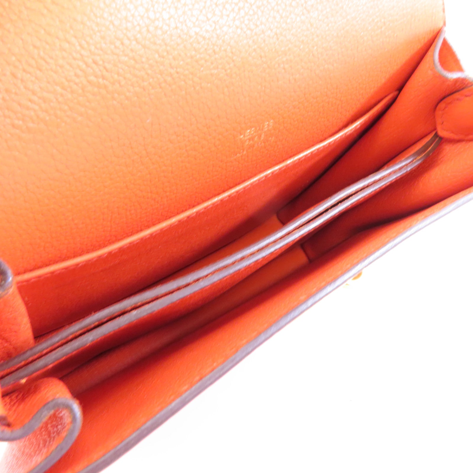 HERMES Evercolor皮革Mini Roulis金扣肩背袋Orange Poppy/橙色