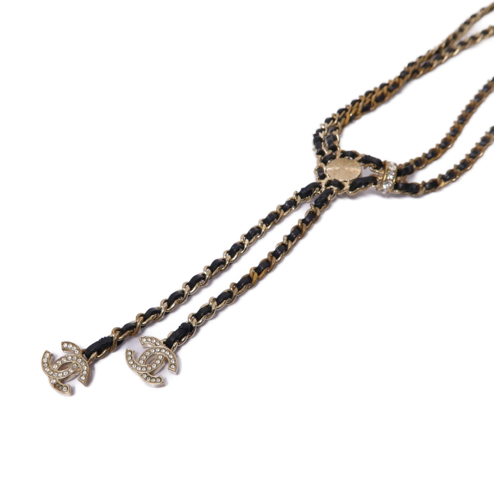 CHANEL 金屬Necklace項鍊黒色/金色