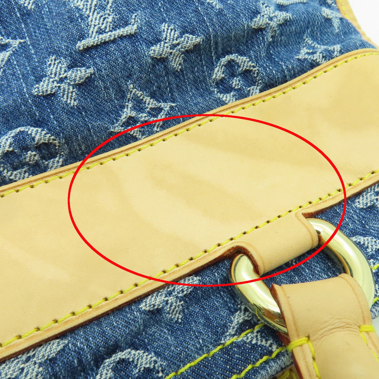 LOUIS VUITTON 牛仔布Flat Shopper金扣手挽袋藍色