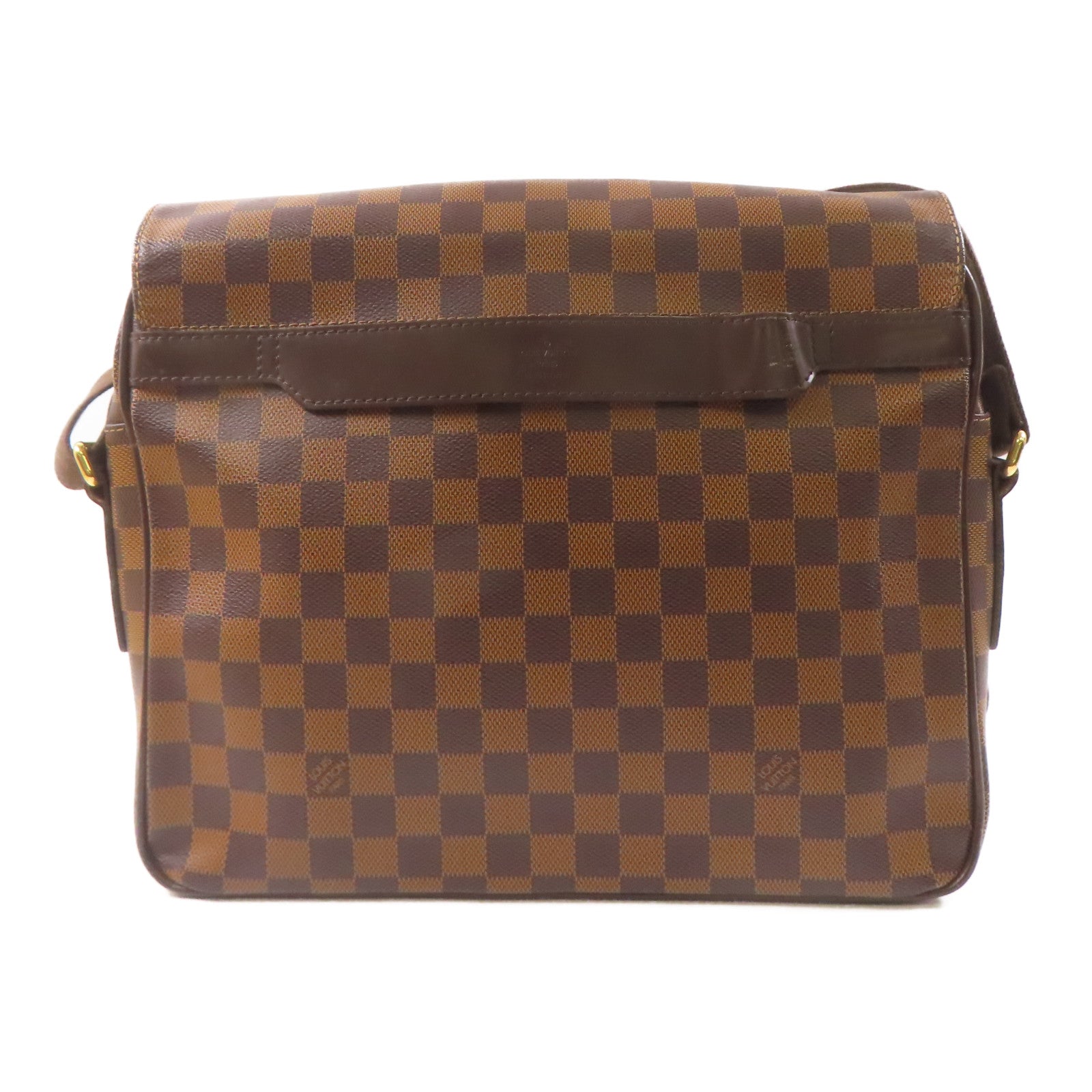 LOUIS VUITTON Damier Shelton MM金扣肩背袋棕色
