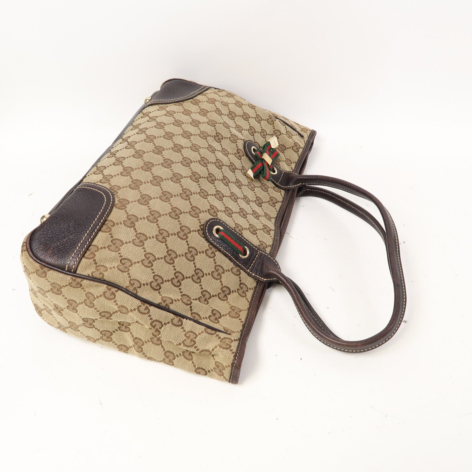 GUCCI 帆布Tote Bag金扣肩背袋啡色