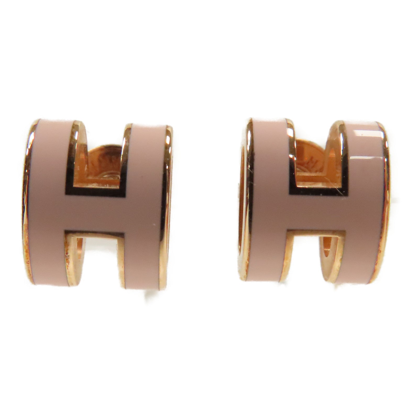 HERMES 金屬Mini Pop H耳環金色/粉紅色