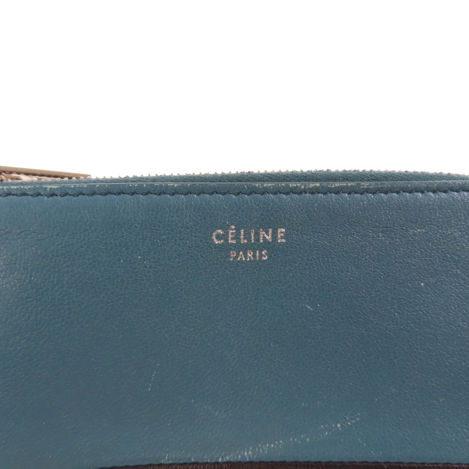 CELINE 羊皮皮革Coins Case零錢包黑色/藍綠色