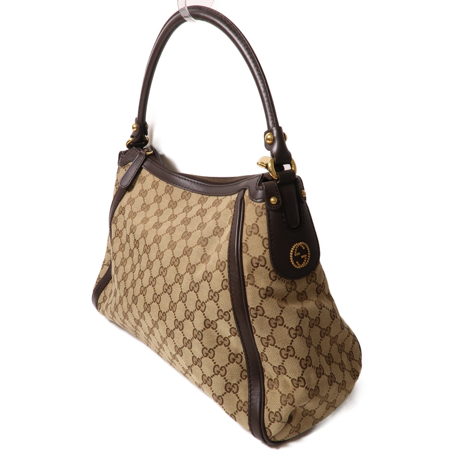 GUCCI 帆布Shoulder Bag金扣肩背袋啡色