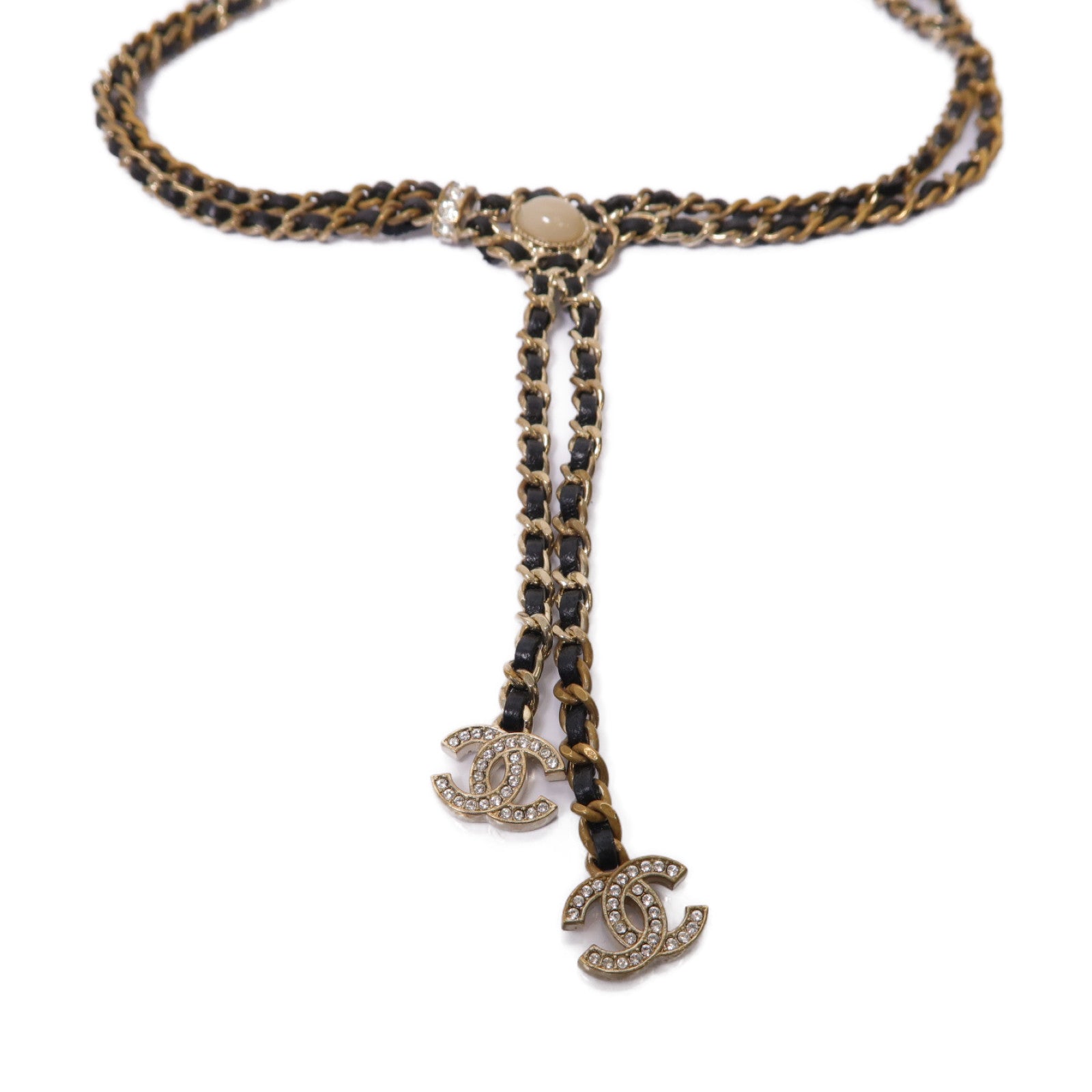CHANEL 金屬Necklace項鍊黒色/金色