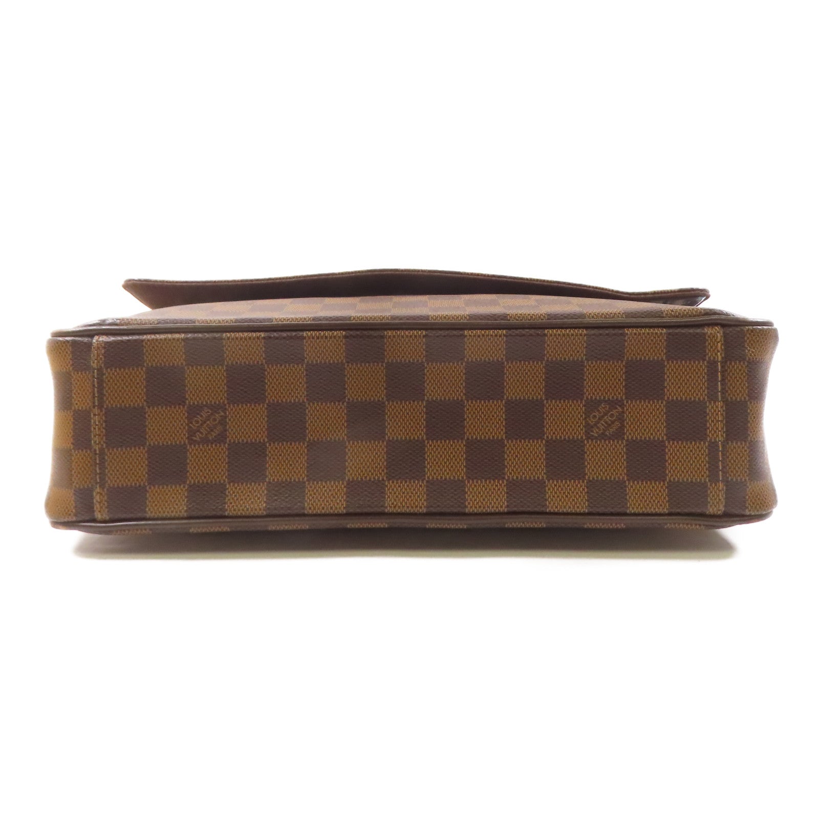 LOUIS VUITTON Damier Shelton MM金扣肩背袋棕色