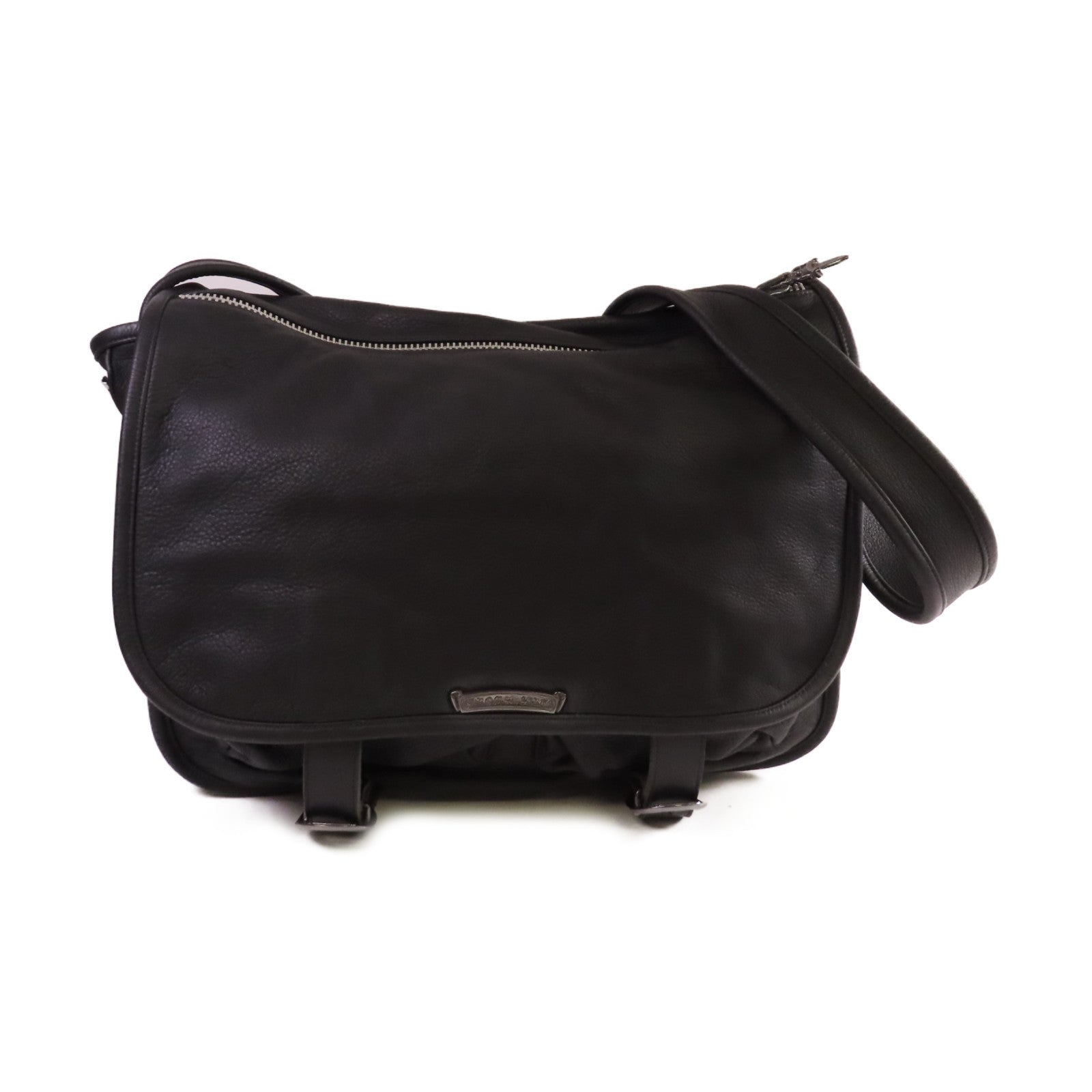 CHROME HEARTS 牛皮皮革Shoulder Bag銀扣肩背袋黑色