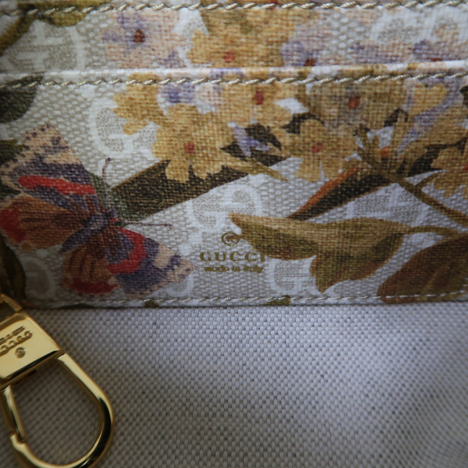 GUCCI 塗層帆布Ophidia金扣肩背袋卡其色