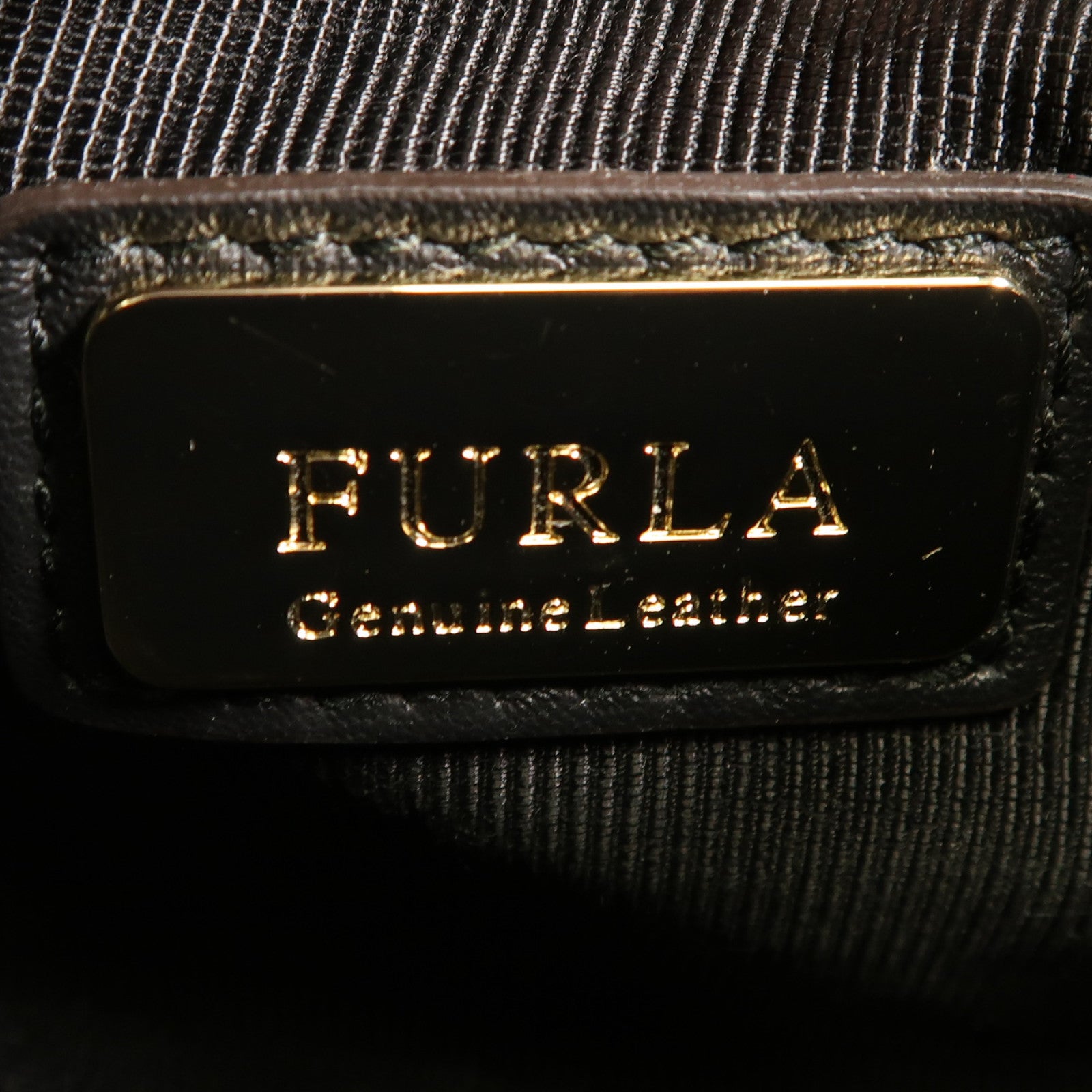 Furla 牛皮皮革Chain Shoulder金扣鏈帶肩背袋