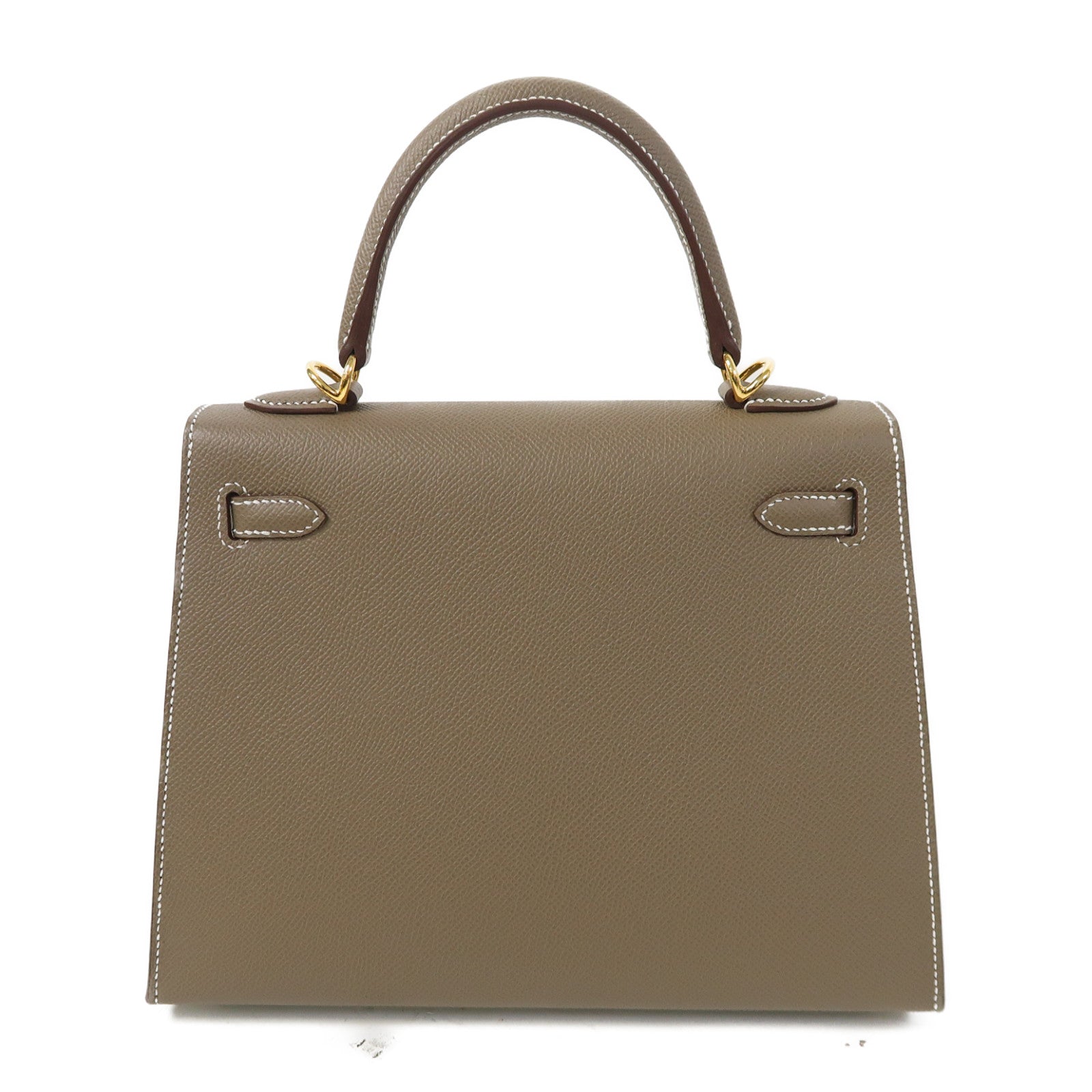 HERMES Epsom皮革Kelly 25金扣手挽肩背兩用袋大象灰色