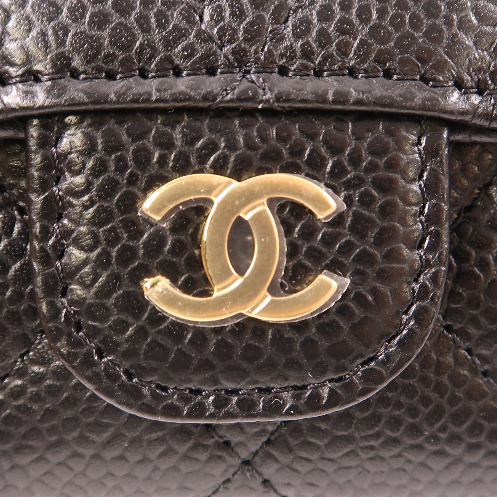 CHANEL 牛皮皮革Card Case金扣卡片套黑色