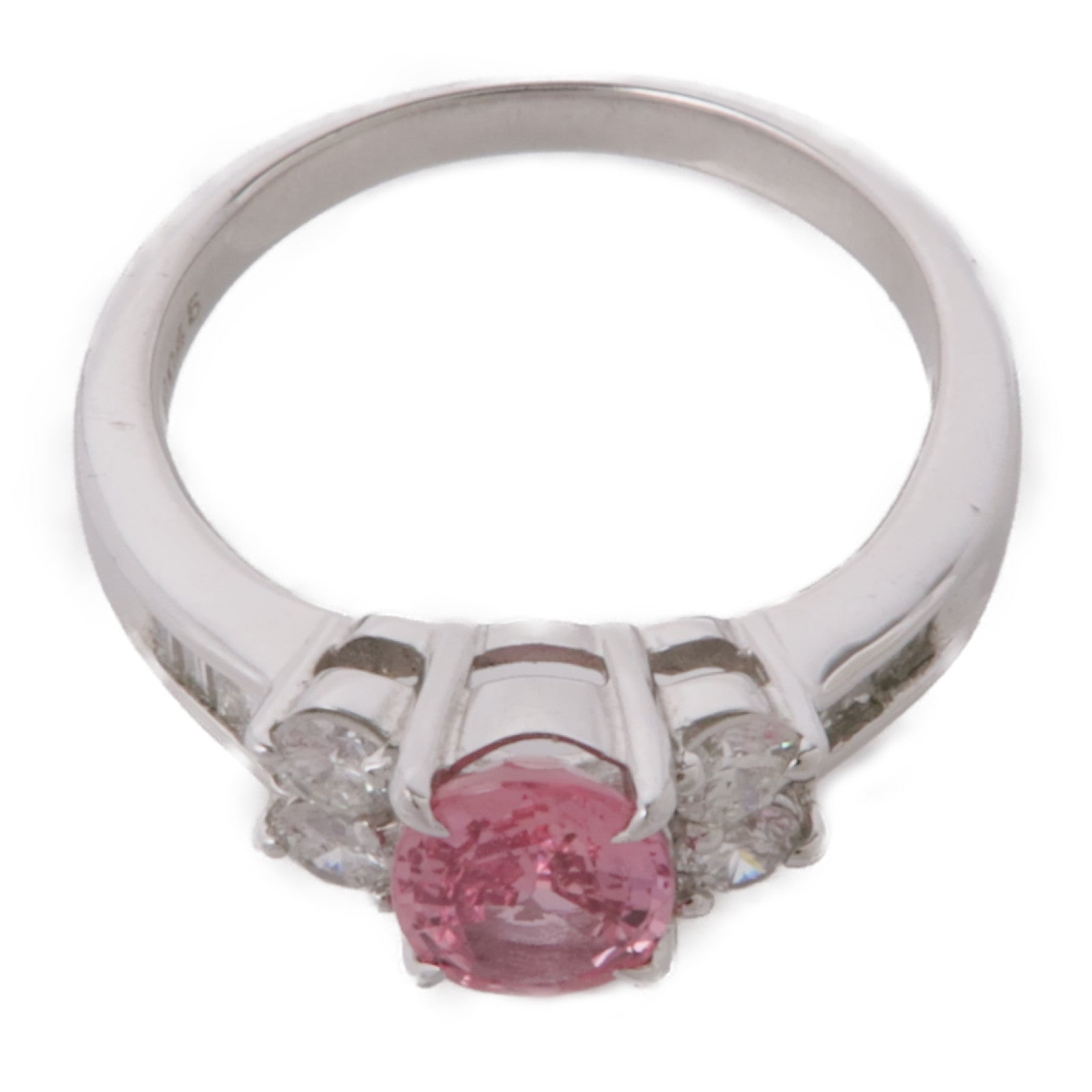 JEWELRY 【激減優惠】PT900鉑金Pink Sapphire/Diamond Ring粉紅色藍寶石/鑽石戒指US#5.75