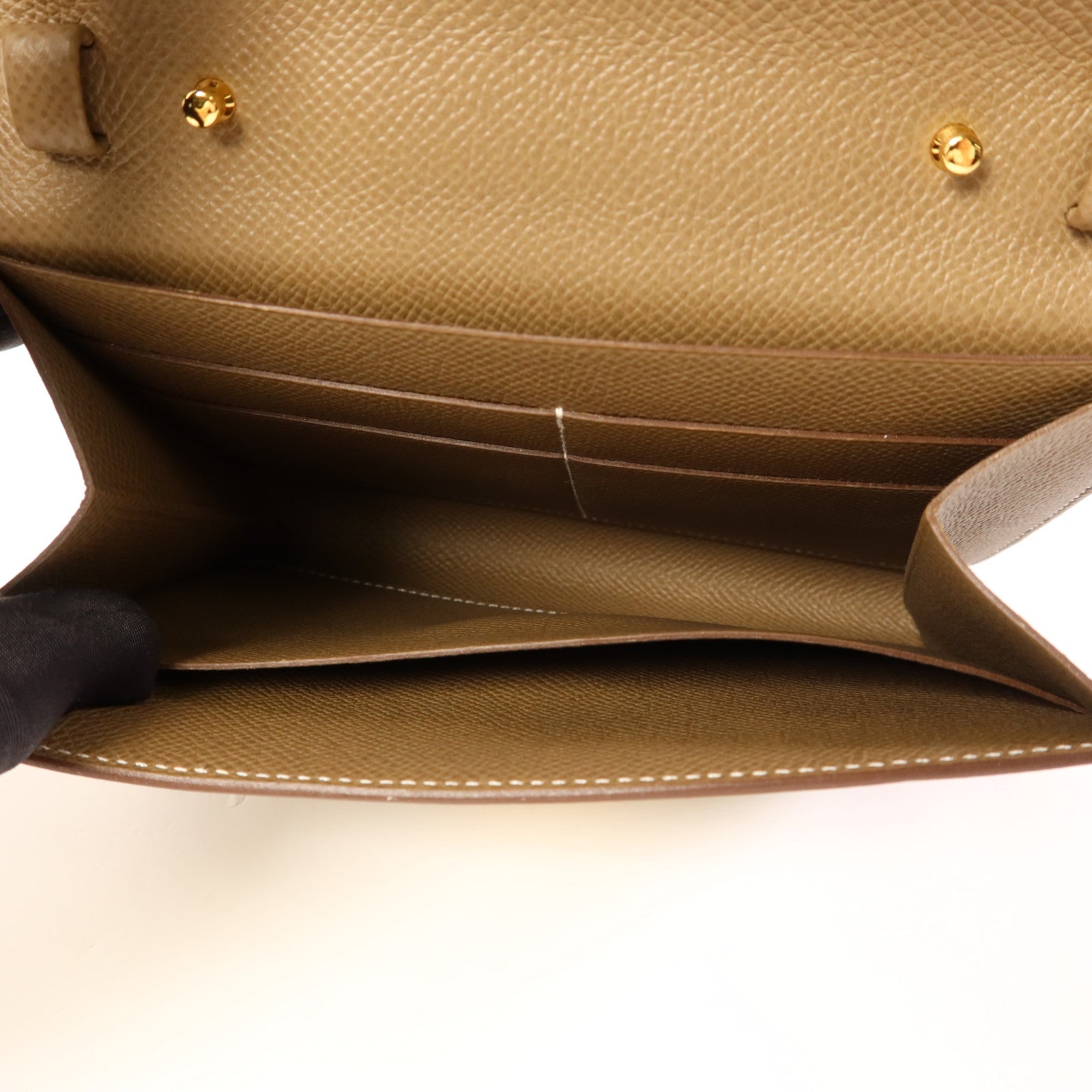 HERMES Epsom皮革Clic 16金扣肩背袋Etoupe