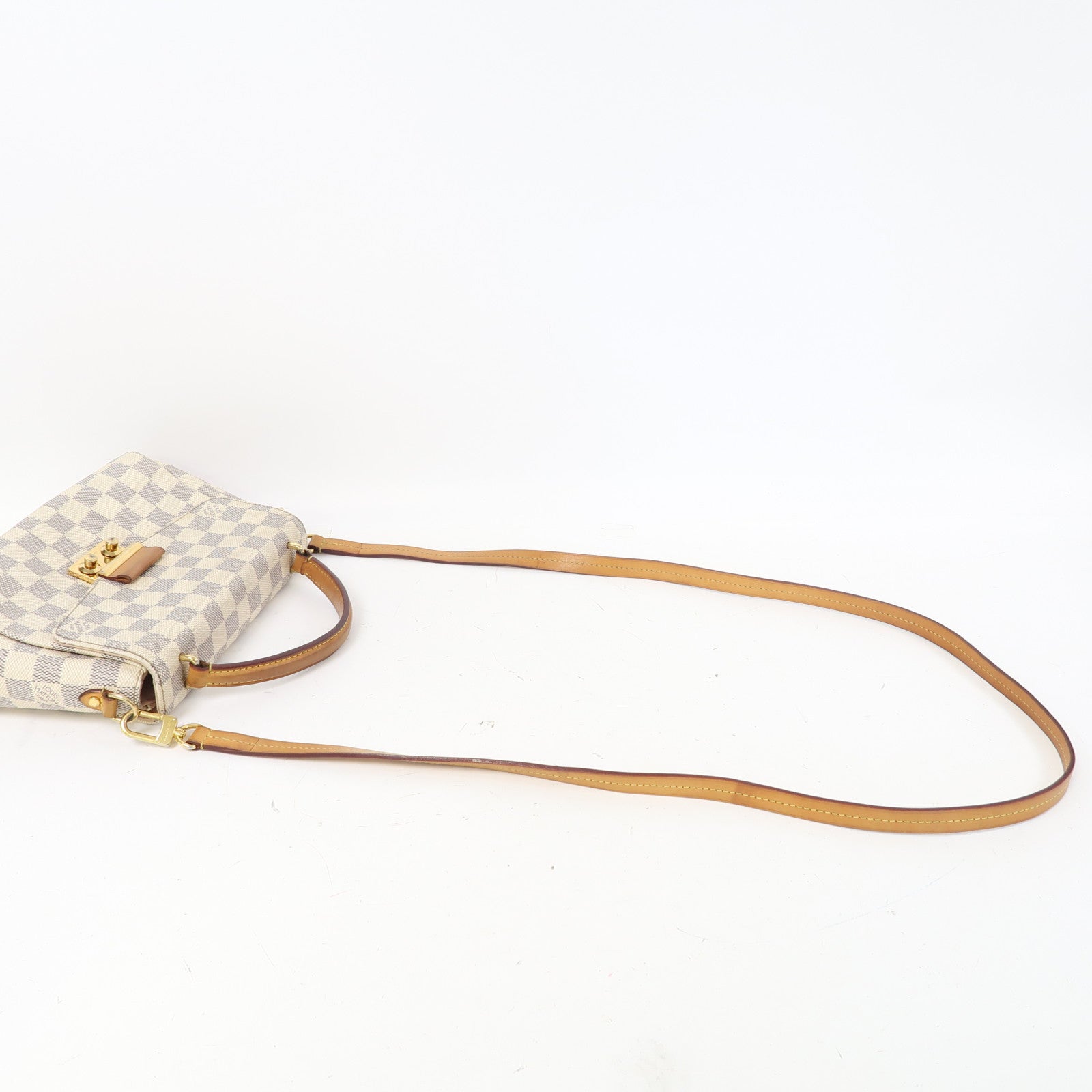 LOUIS VUITTON Damier Azur Croisette金扣手挽肩背兩用袋白色