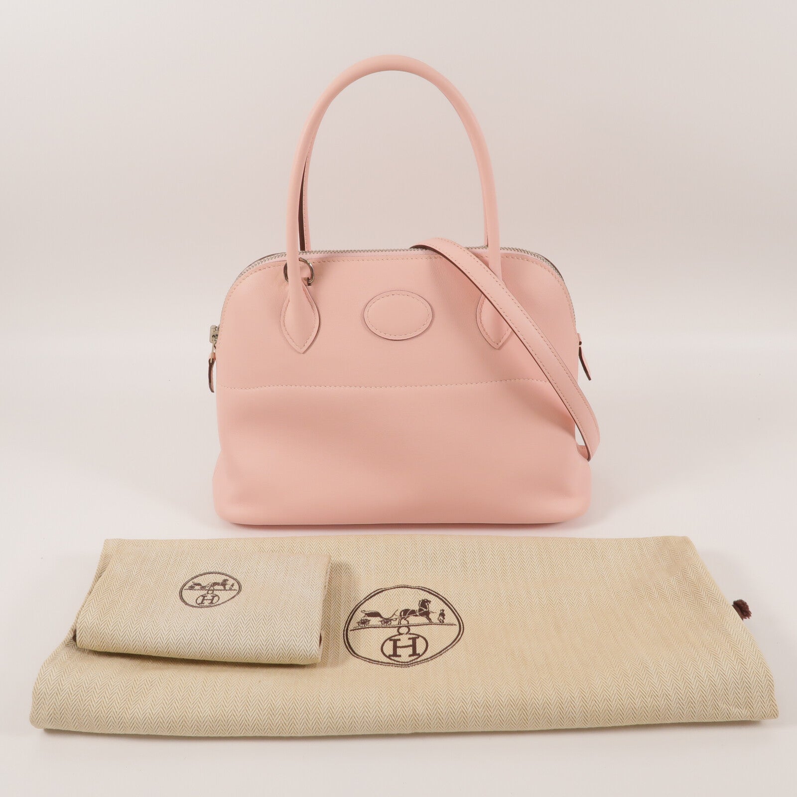 HERMES Swift皮革Bolide 27手挽肩背兩用袋Rose Sakura