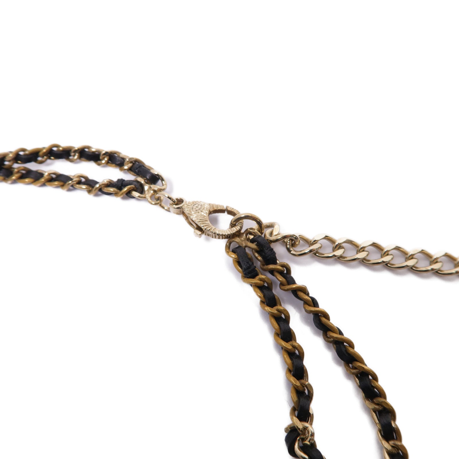 CHANEL 金屬Necklace項鍊黒色/金色