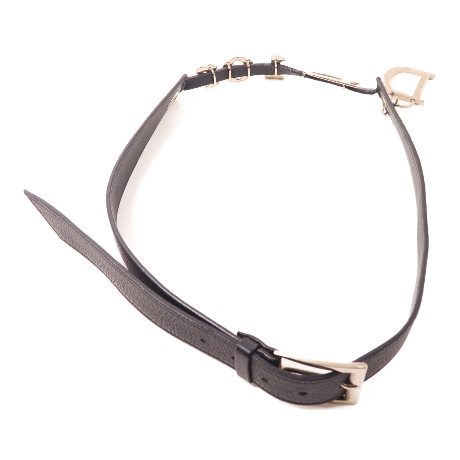 Dior 牛皮皮革Belt銀扣皮帶黑色