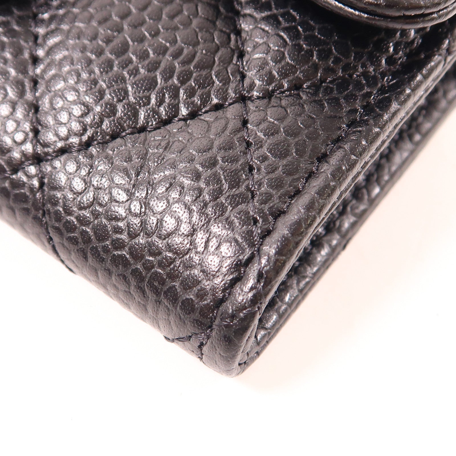 CHANEL 牛皮皮革Card Case金扣卡片套黑色