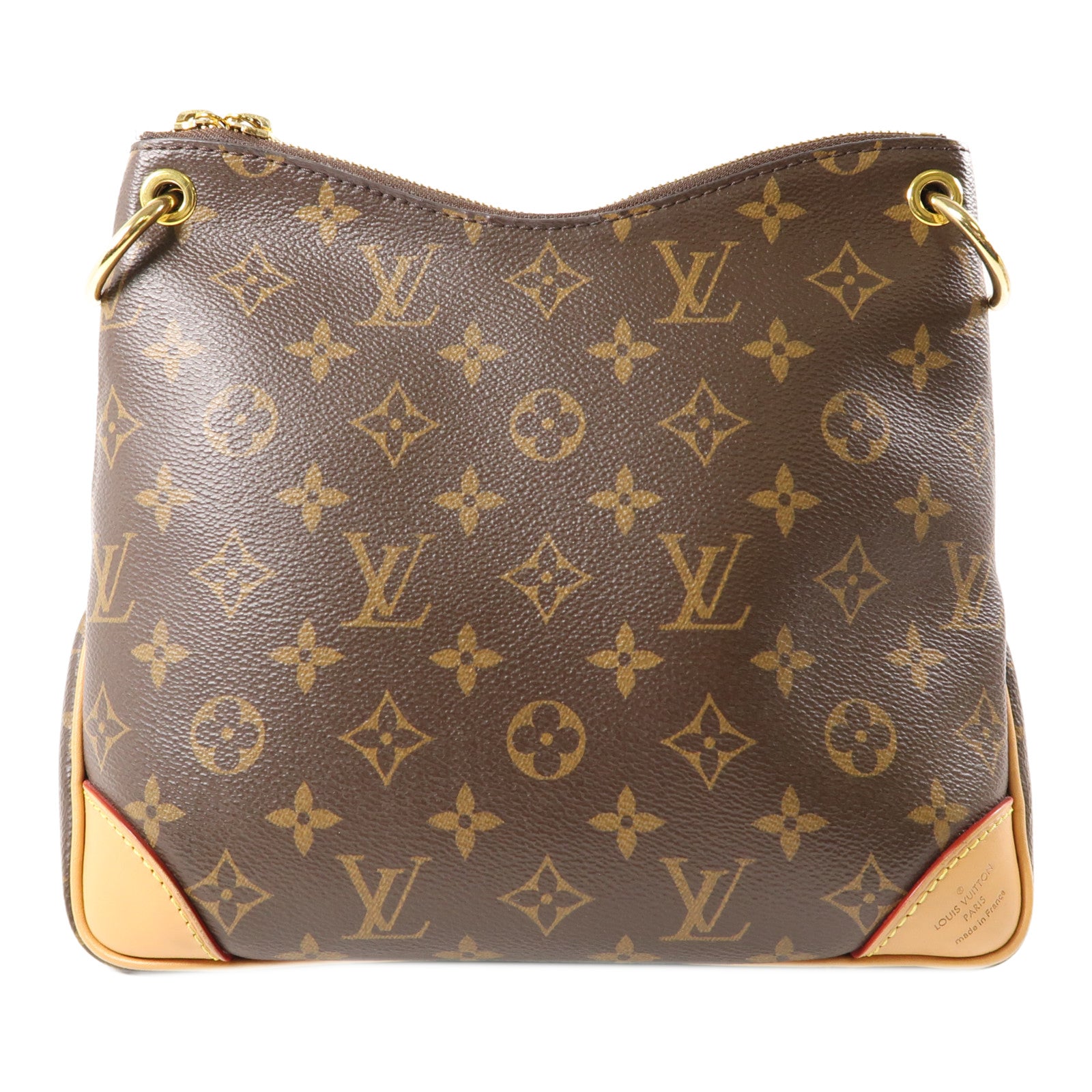 LOUIS VUITTON Monogram Odeon金扣肩背袋棕色