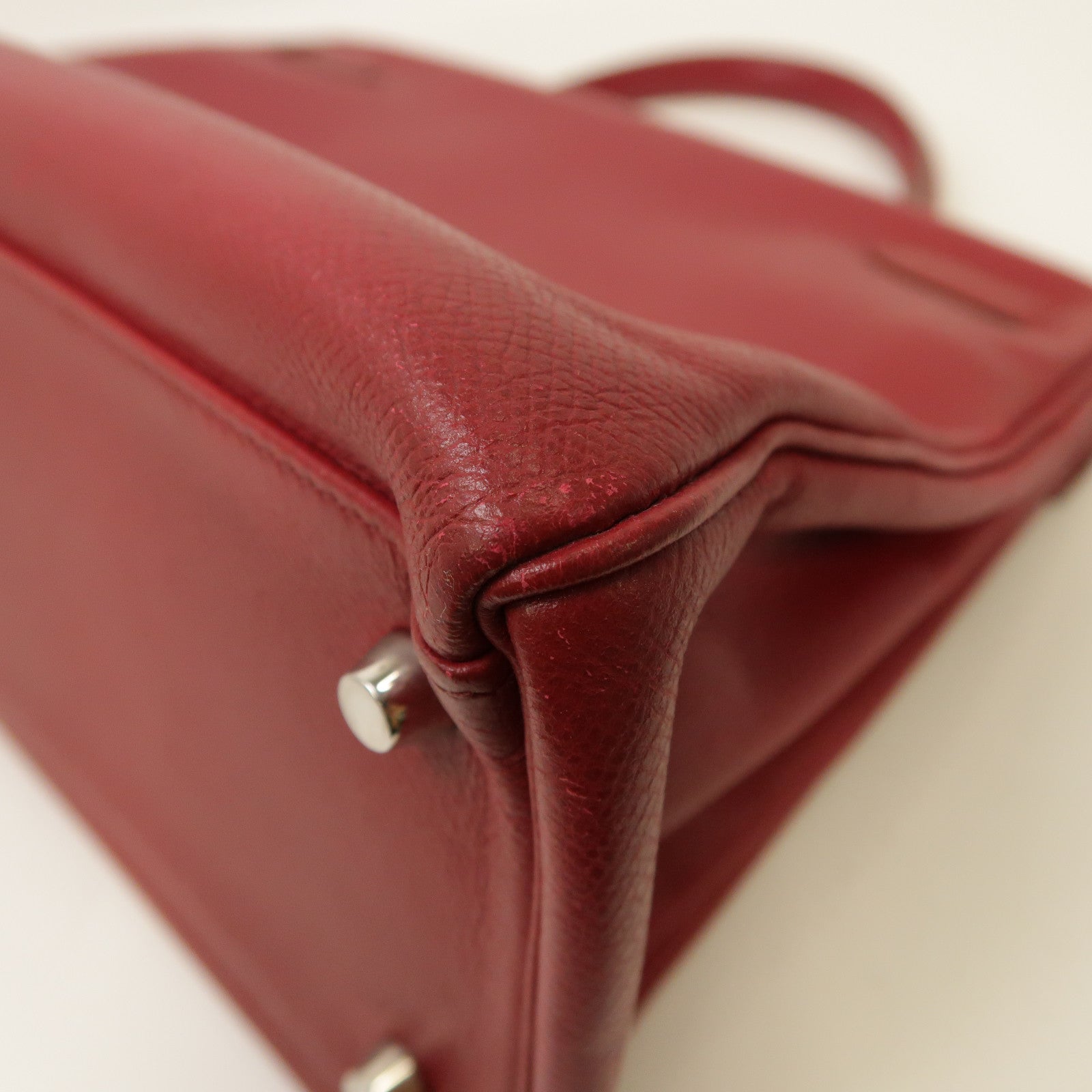 HERMES 【激減優惠】Epsom皮革Kelly 32銀扣手挽肩背兩用袋Ruby/紅色