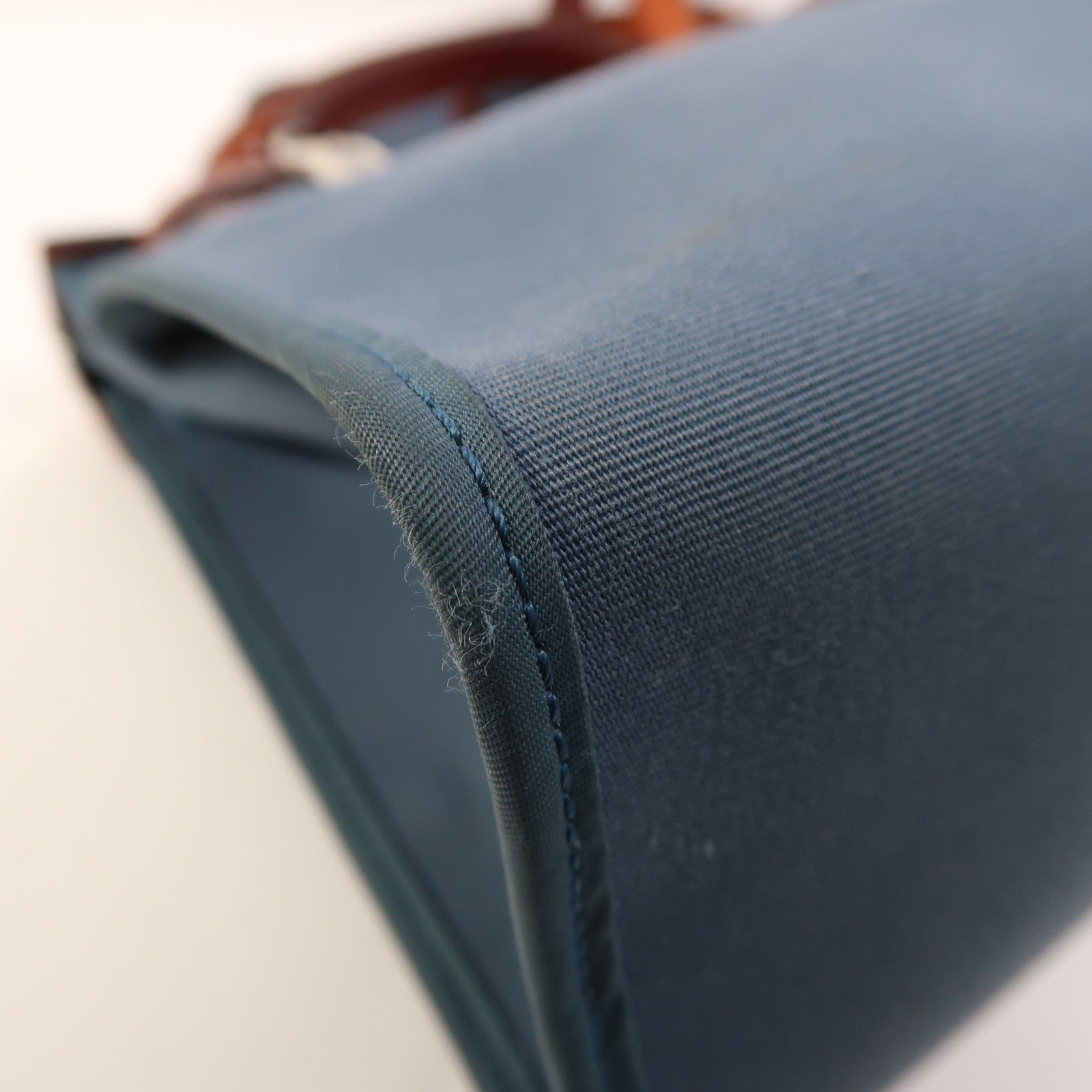 HERMES 帆布Herbag PM銀扣手挽肩背兩用袋Bleu Tempete/Rouge H