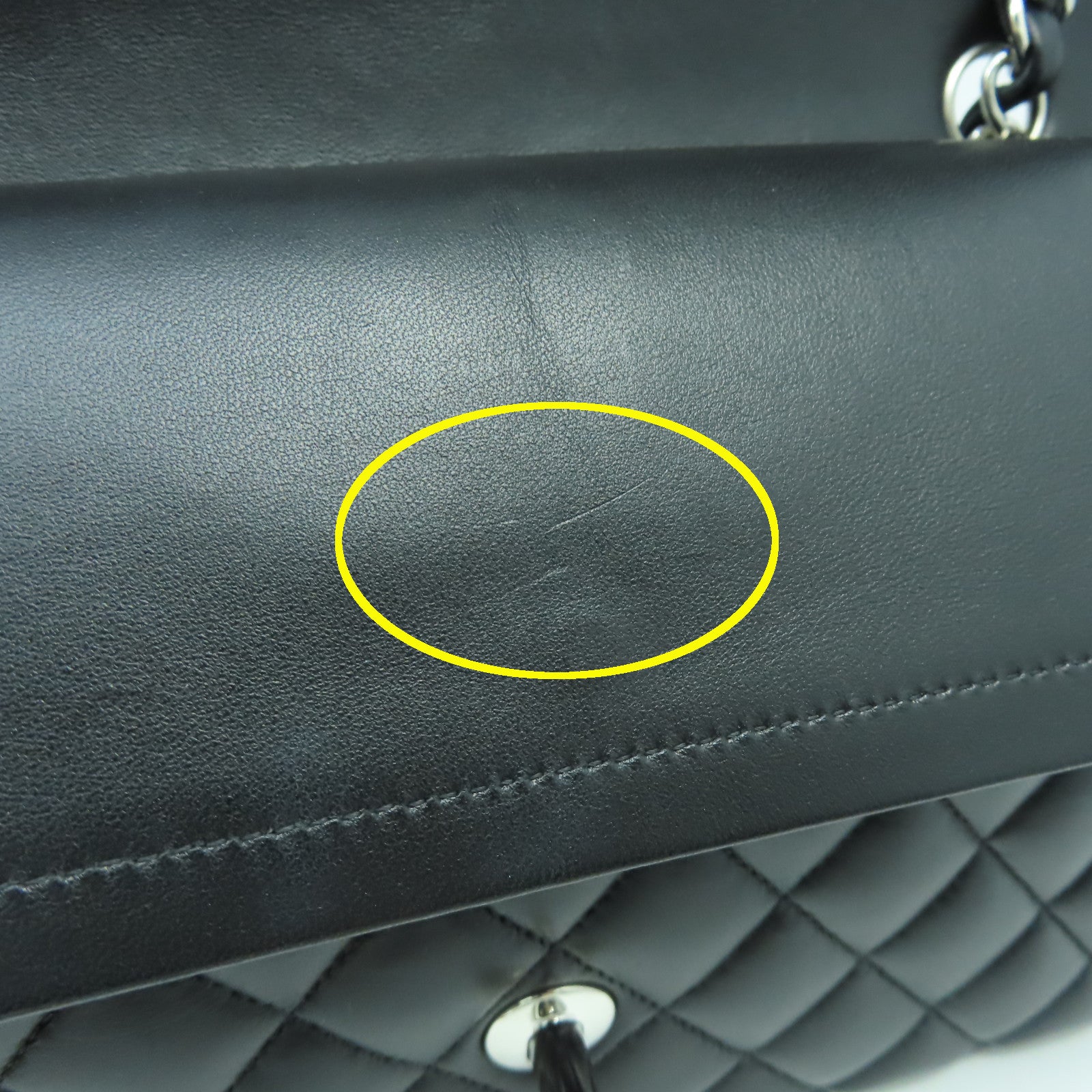 CHANEL 【清倉大減價】菱格羊皮皮革Classic 25銀扣鏈帶肩背袋黑色
